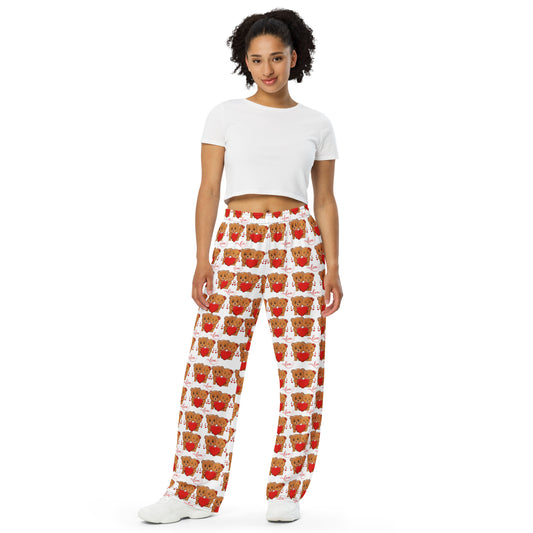 Teddy Bear All-over print unisex wide-leg pants
