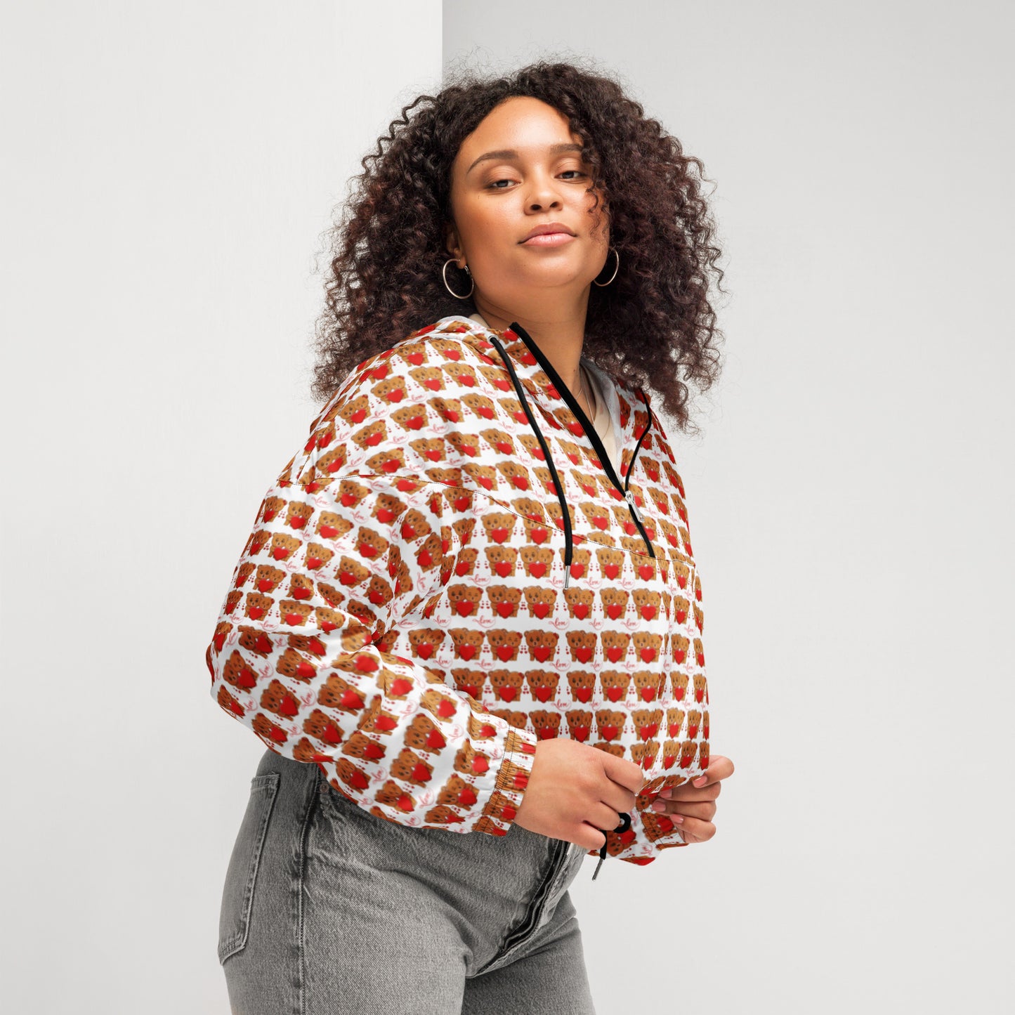 Valentine's Teddy Bear Women’s cropped windbreaker