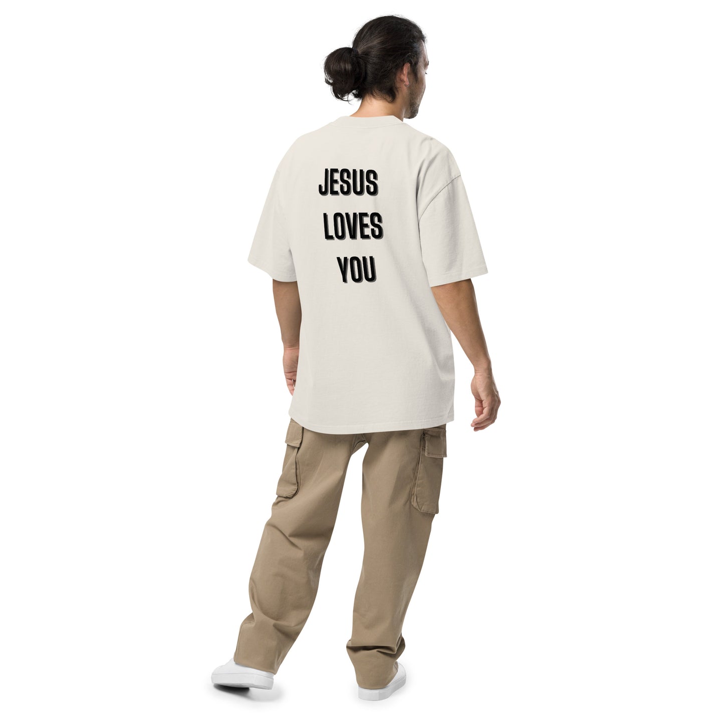 I love Jesus and Jesus love you Christian Inspirational Oversized faded T-Shirt