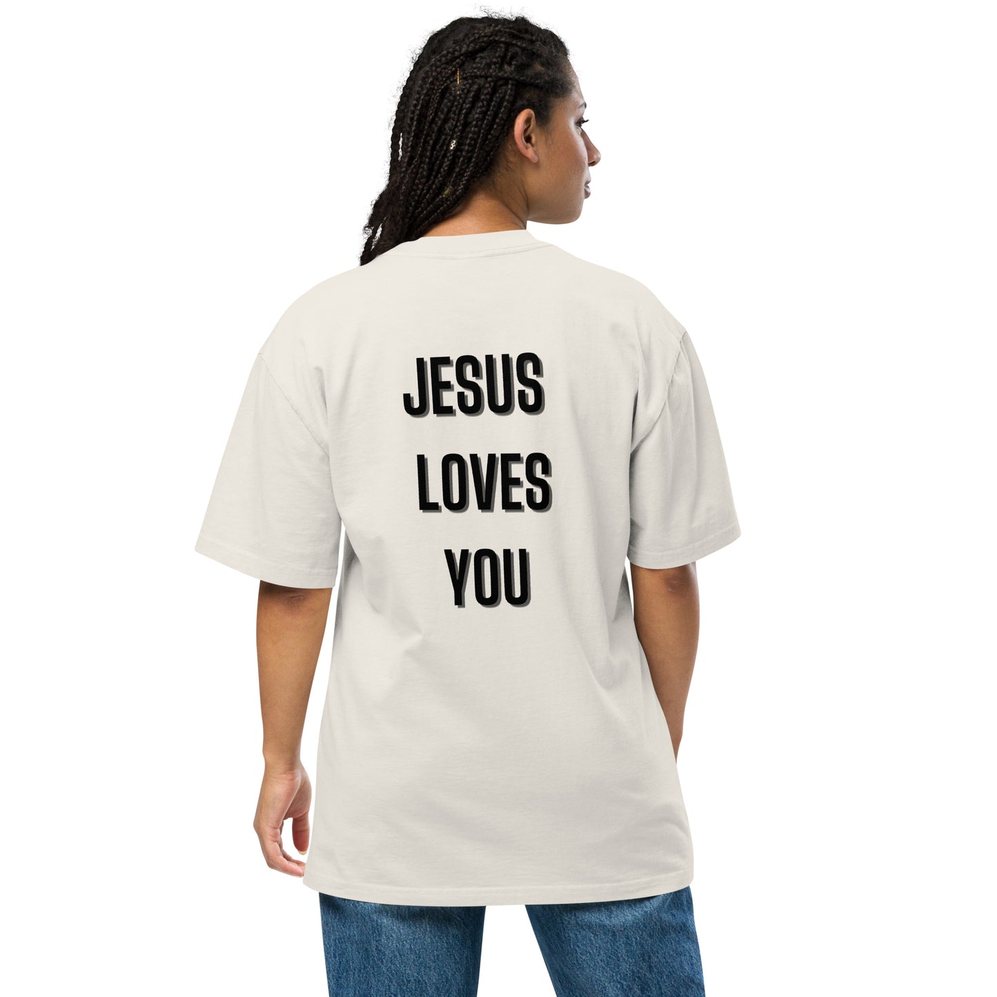 I love Jesus and Jesus love you Christian Inspirational Oversized faded T-Shirt