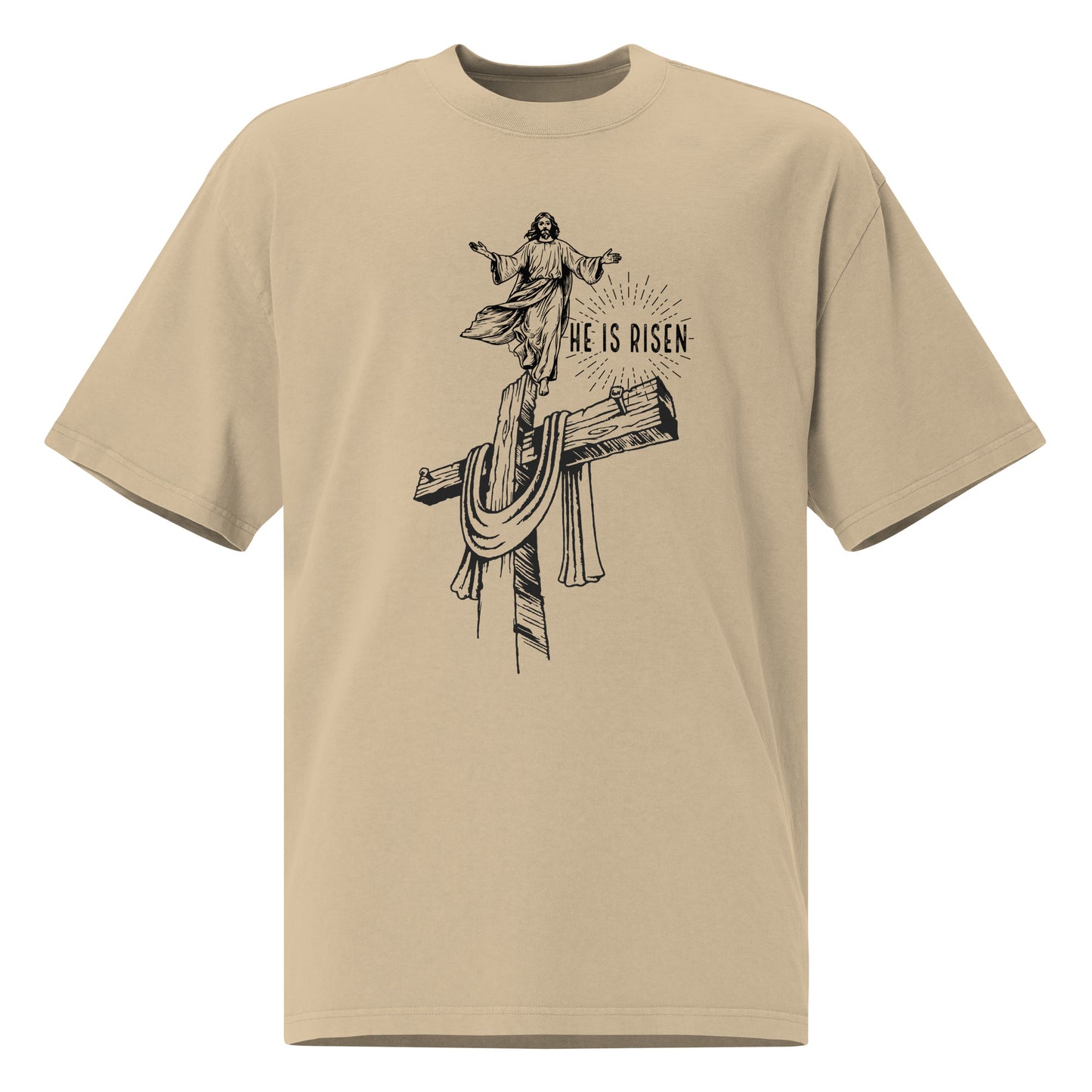 Jesus Is Risen Christian Oversized Faded T-Shirt Unisex