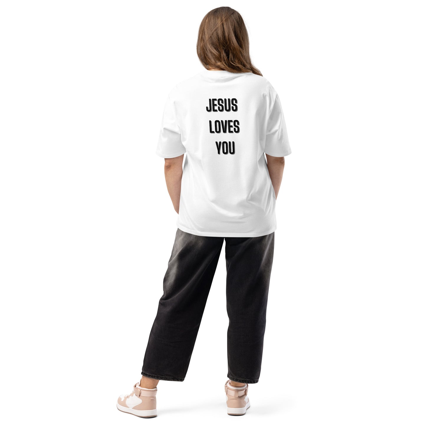 I love Jesus and Jesus love you Christian Inspirational Oversized heavyweight T Shirt
