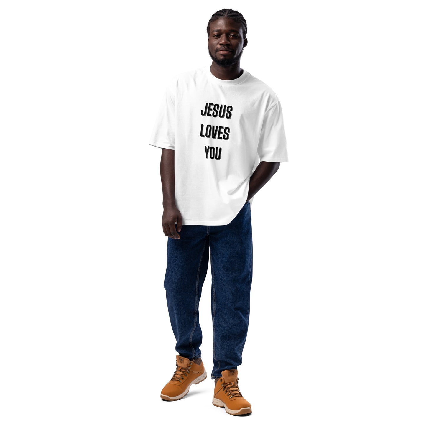 Jesus Loves You Christian Inspirational Oversized Heavyweight Unisex T Shirt