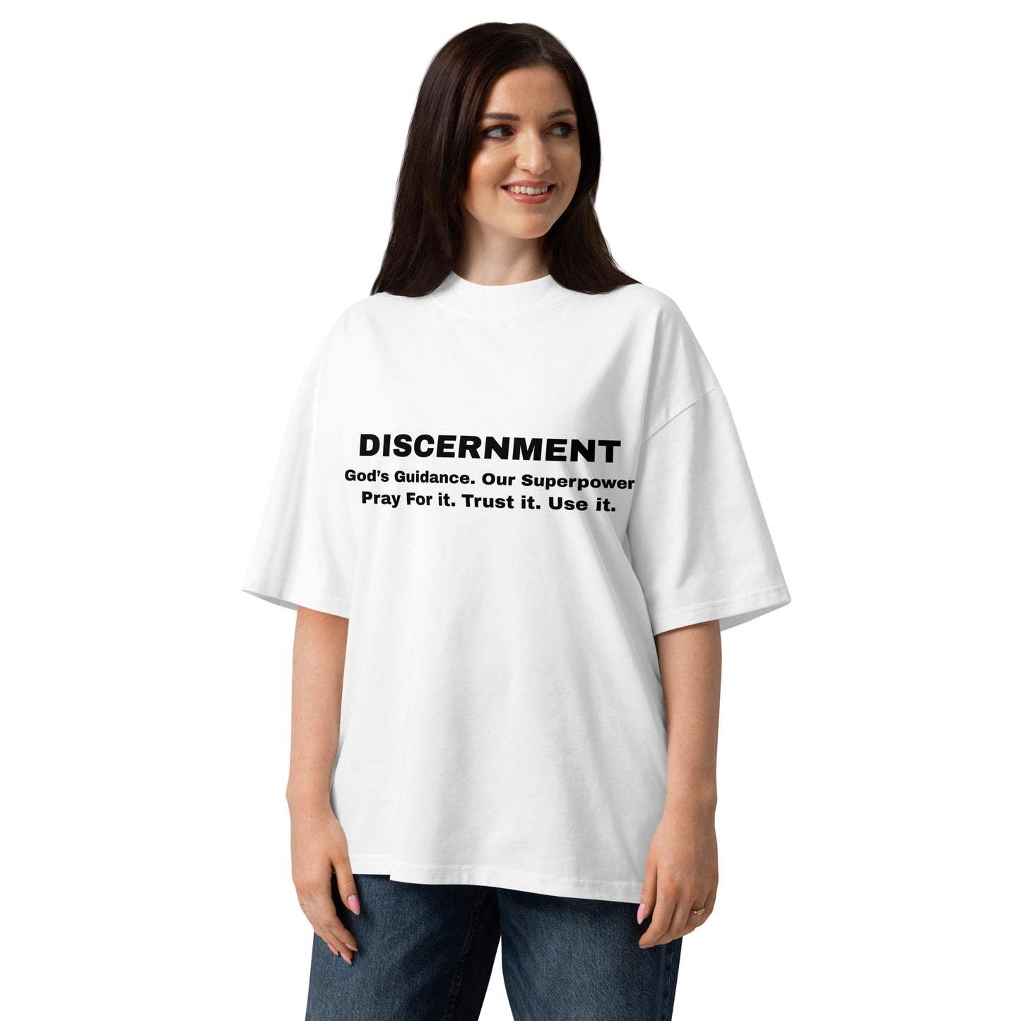 Discernment Christian Faith Inspirational Unisex Oversized High Neck T Shirt