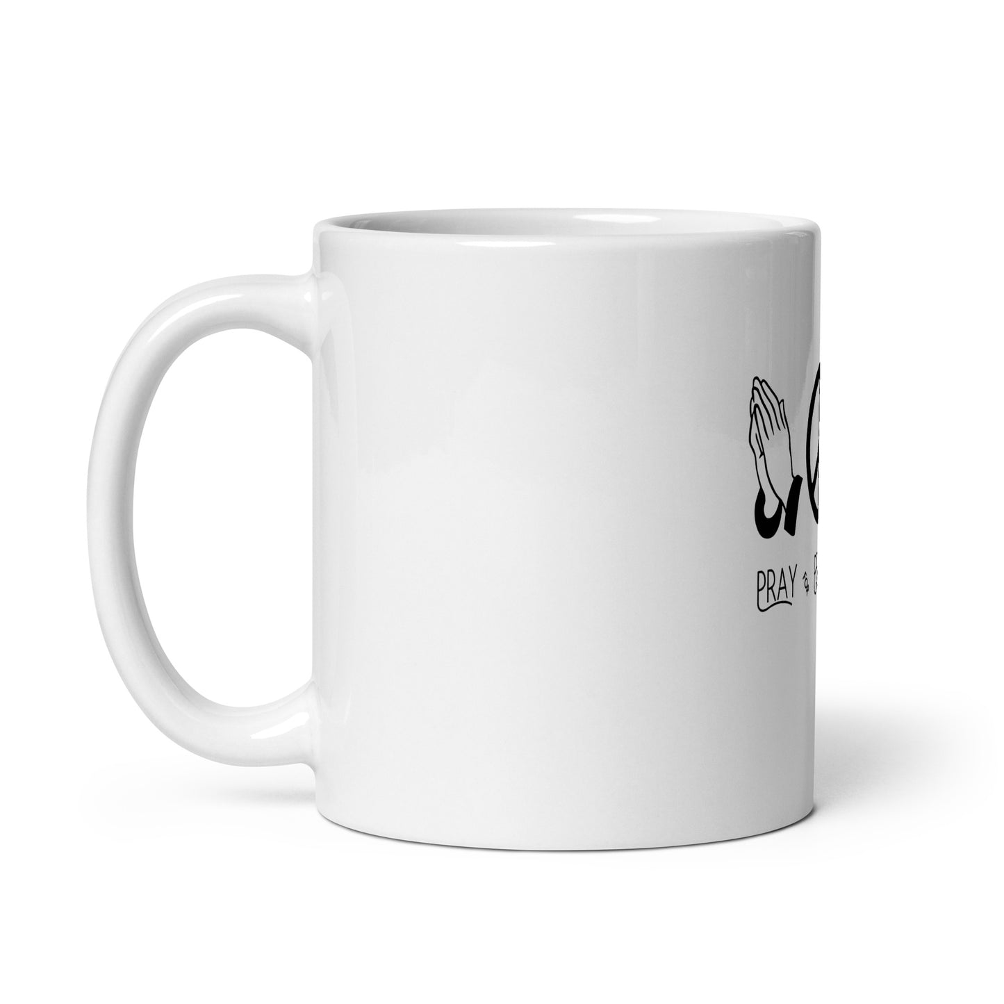 Pray for Peace and Love Inspirational White glossy mug