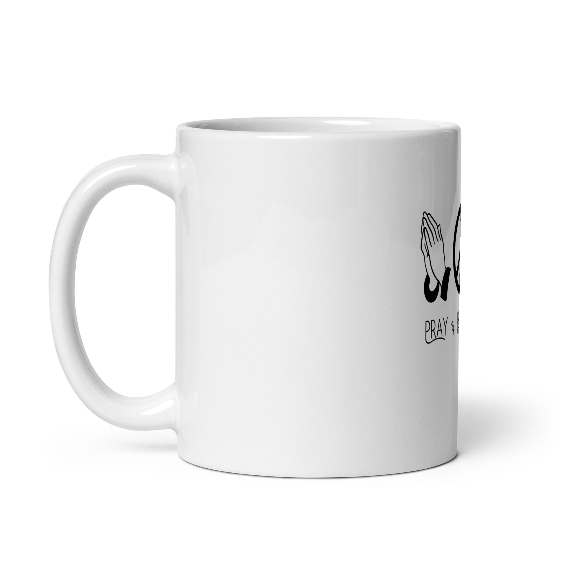 Pray for Peace and Love Inspirational White glossy mug