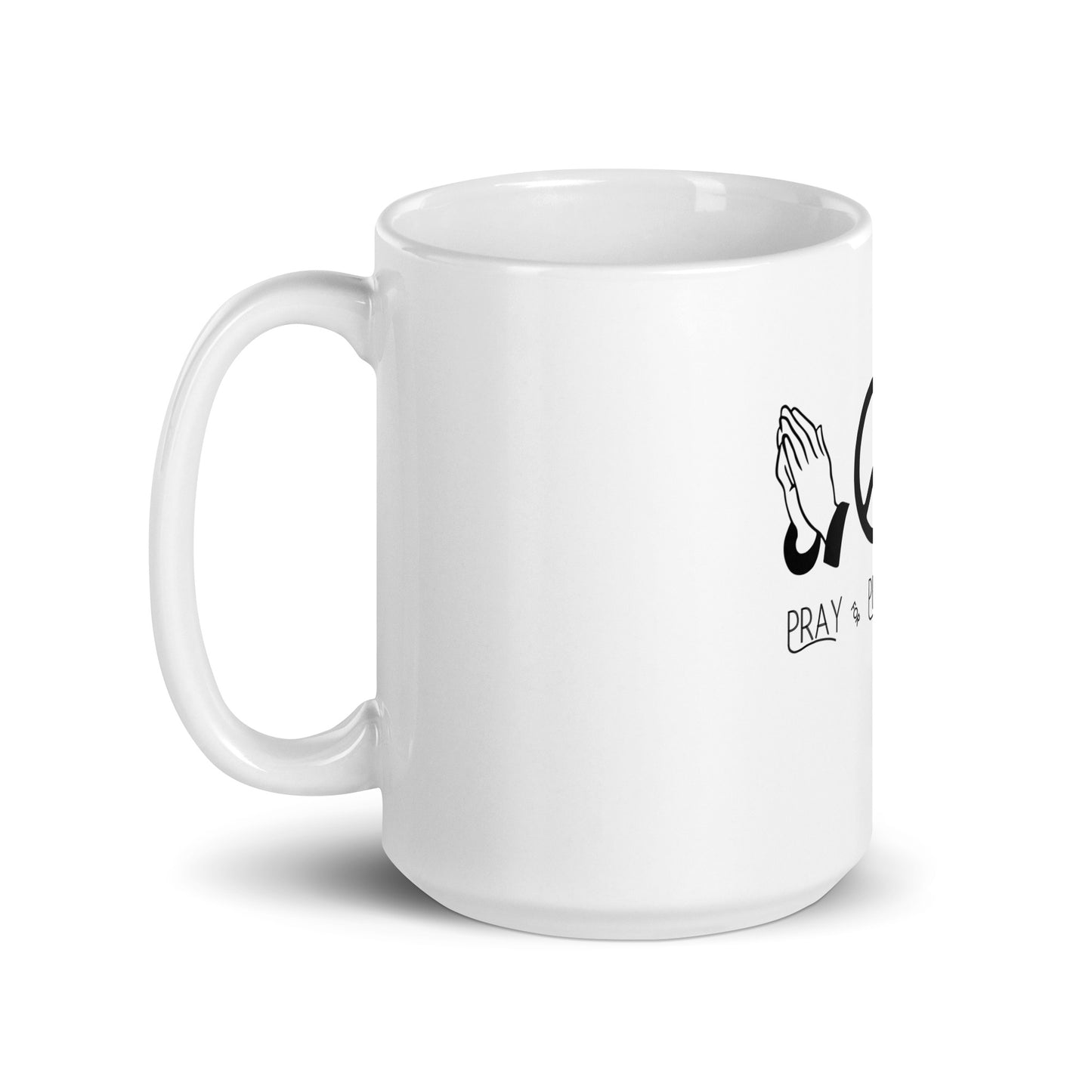 Pray for Peace and Love Inspirational White glossy mug