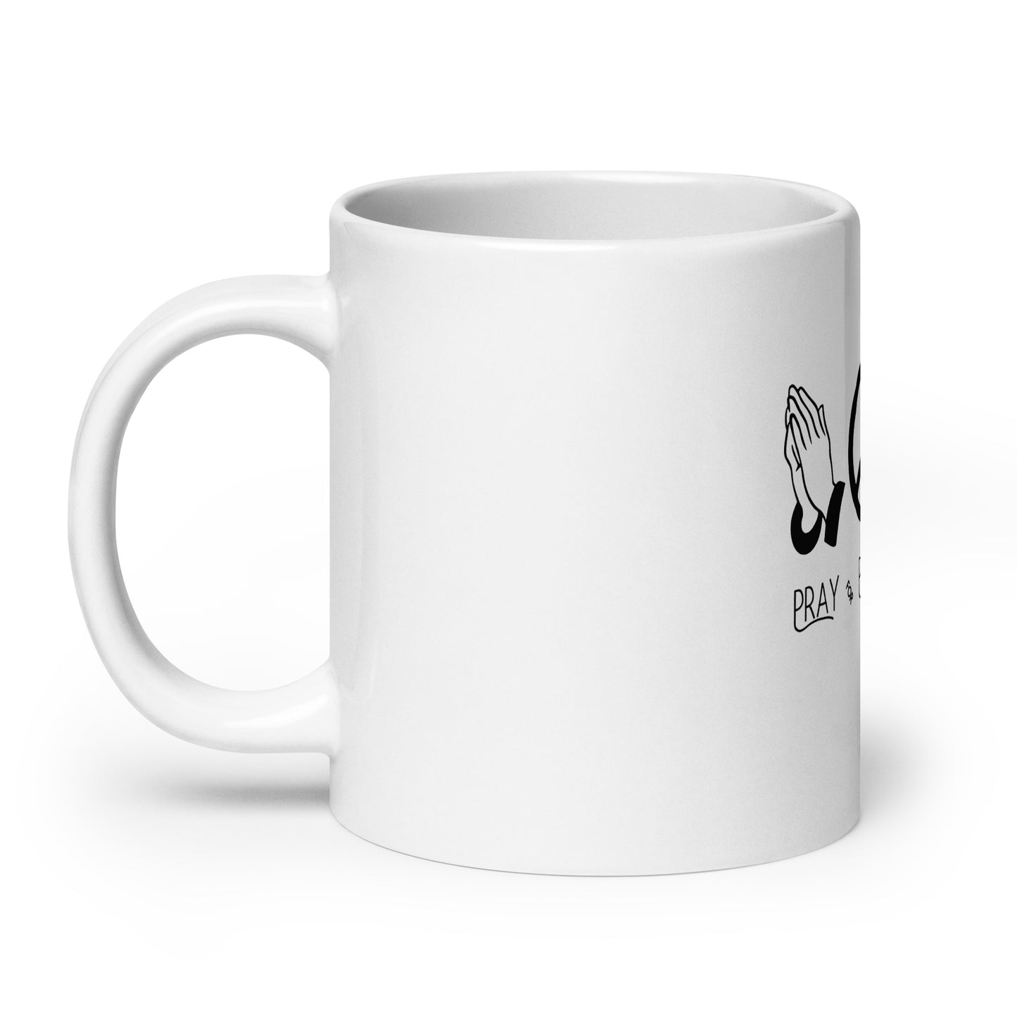 Pray for Peace and Love Inspirational White glossy mug