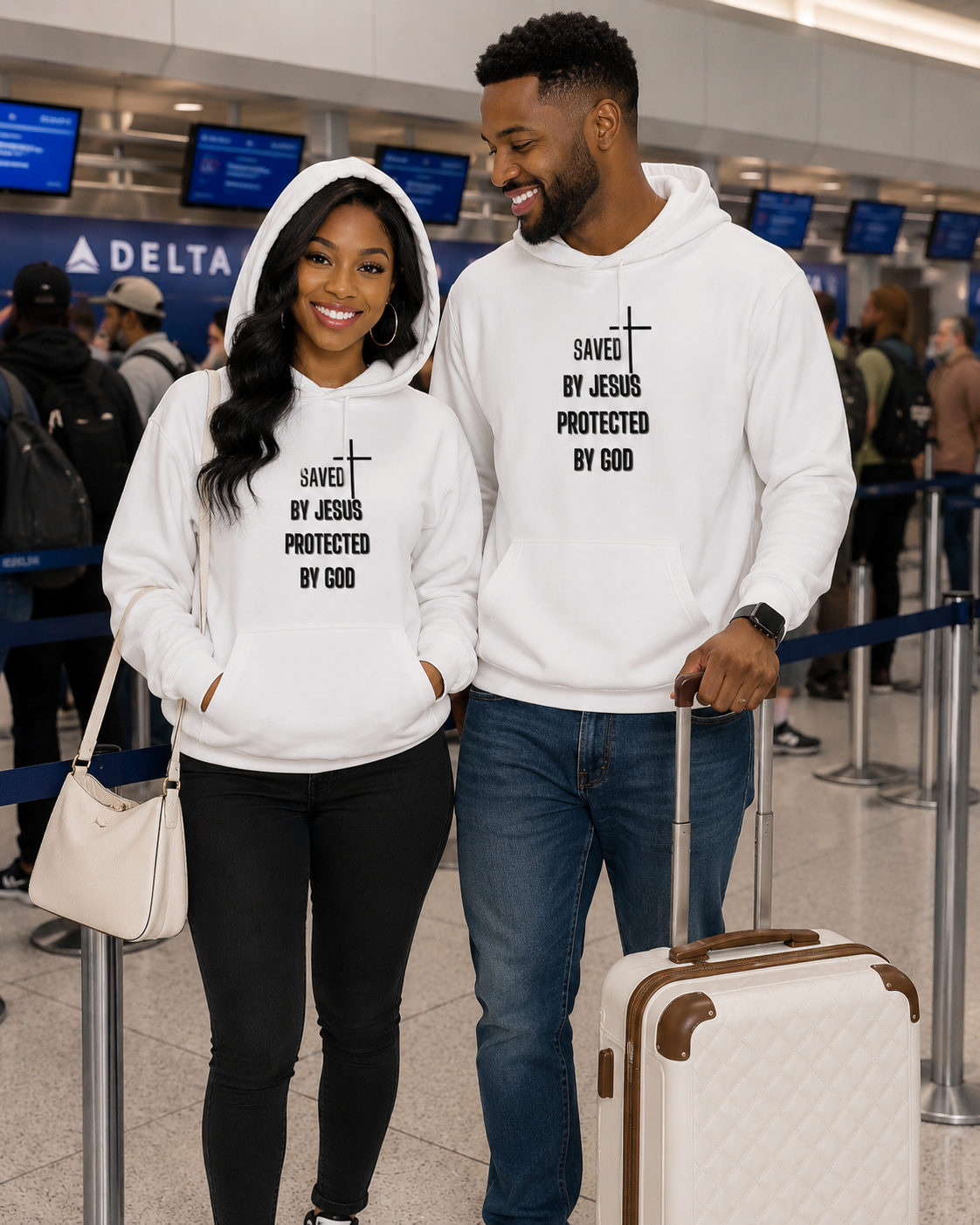 Saved by Jesus, Protected by God Christian Inspirational Unisex Hoodie