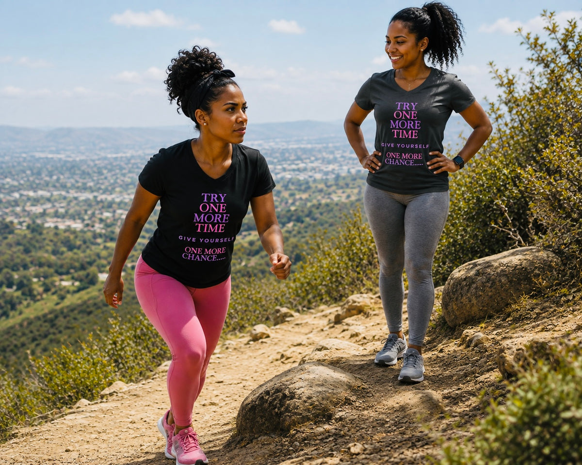 Try One More Time Motivational Women’s relaxed V-Neck T Shirt