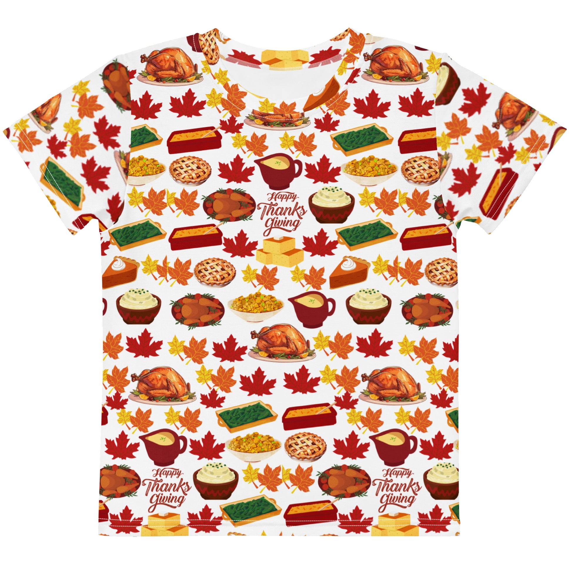 Thanksgiving Kids Crew Neck T Shirt