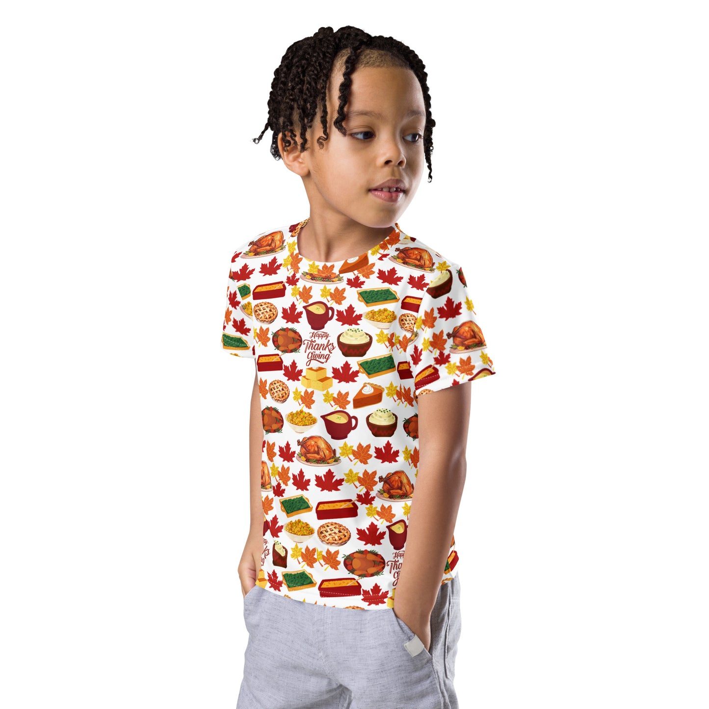 Thanksgiving Kids Crew Neck T Shirt