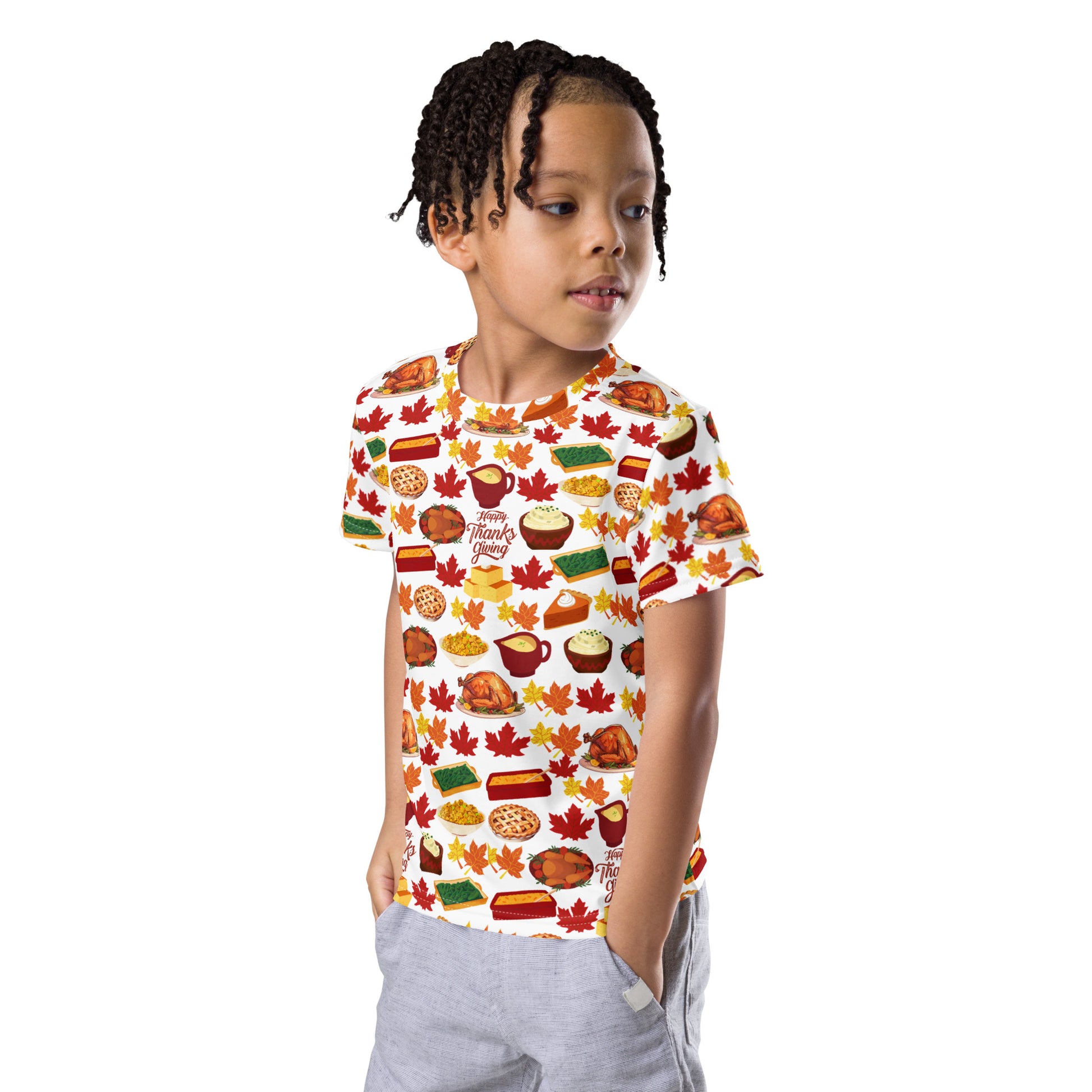 Thanksgiving Kids Crew Neck T Shirt