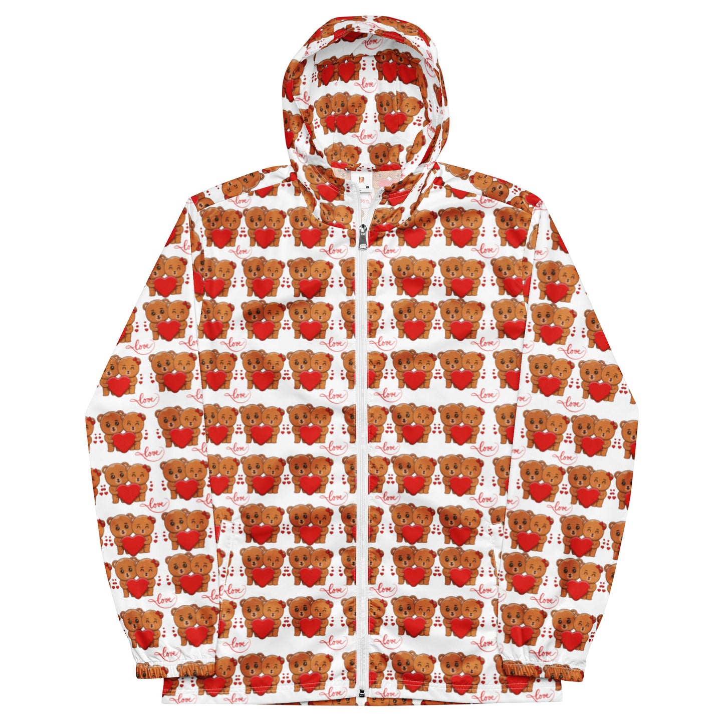 Valentines's day teddy bear Men’s windbreaker
