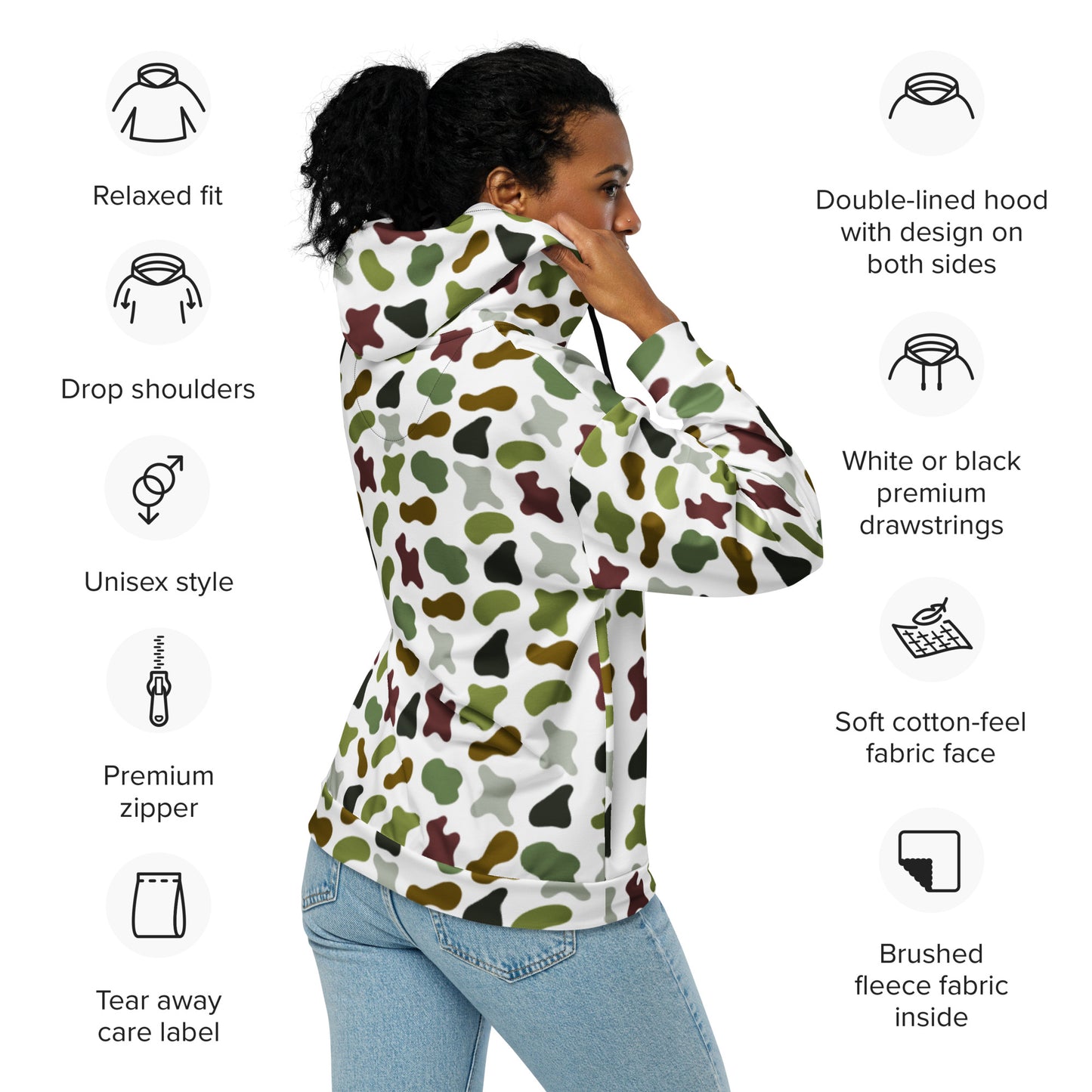 Camouflage Unisex Zip Hoodie