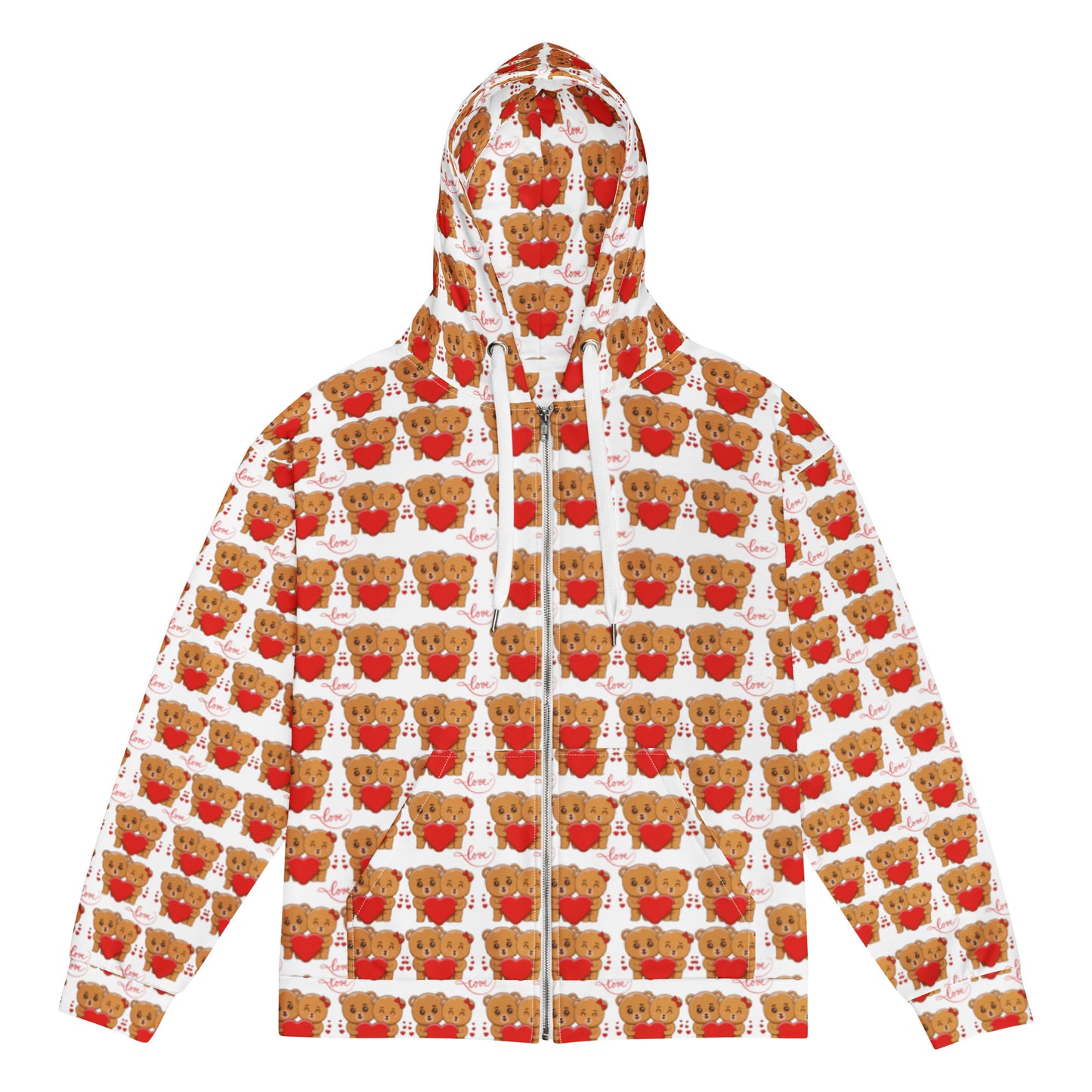Valentines day teddy bear unisex zip hoodie