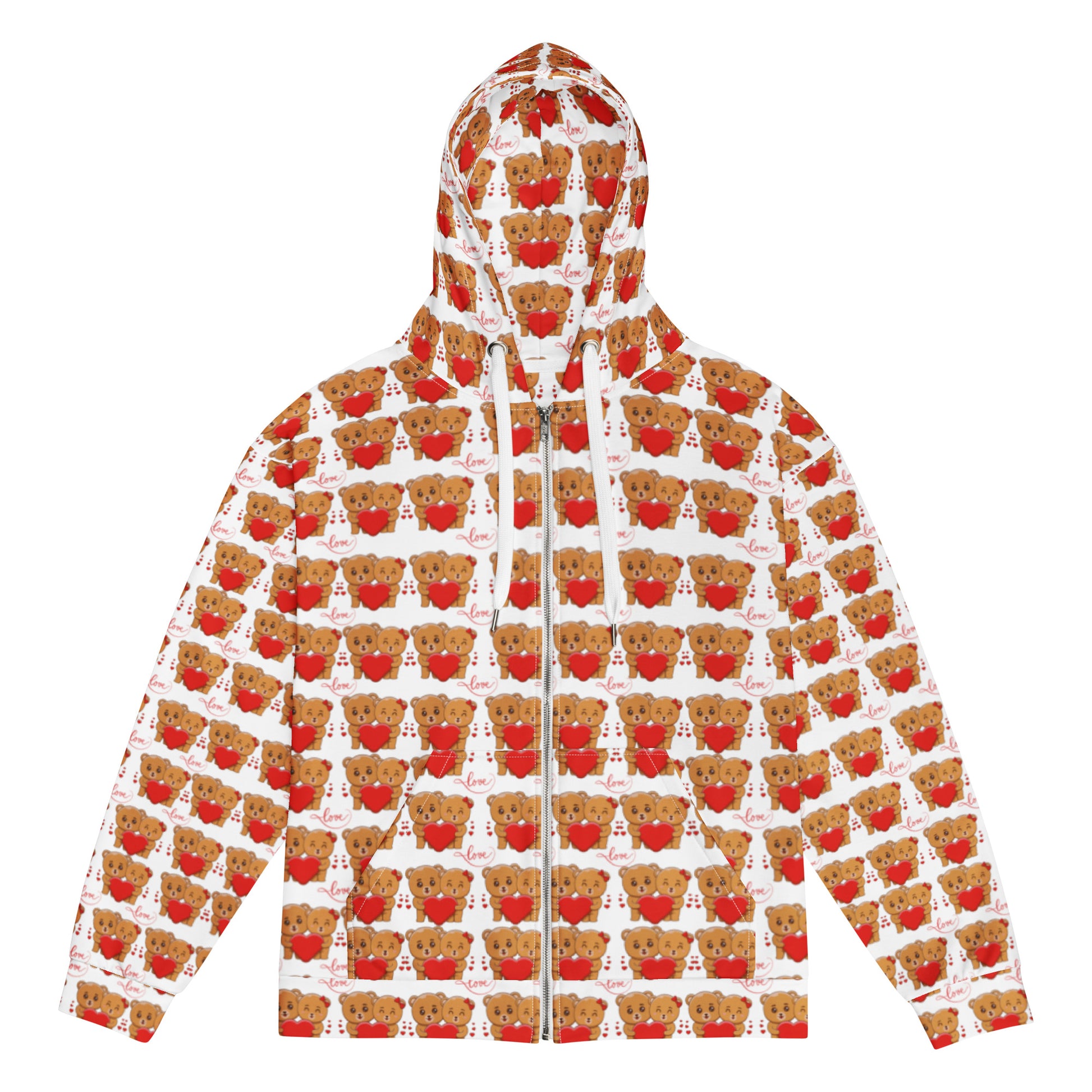 Valentines day teddy bear unisex zip hoodie