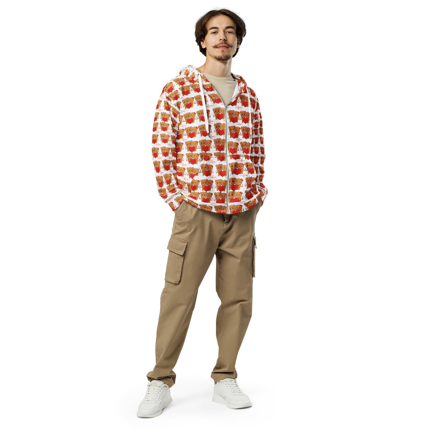 Valentines day teddy bear unisex zip hoodie