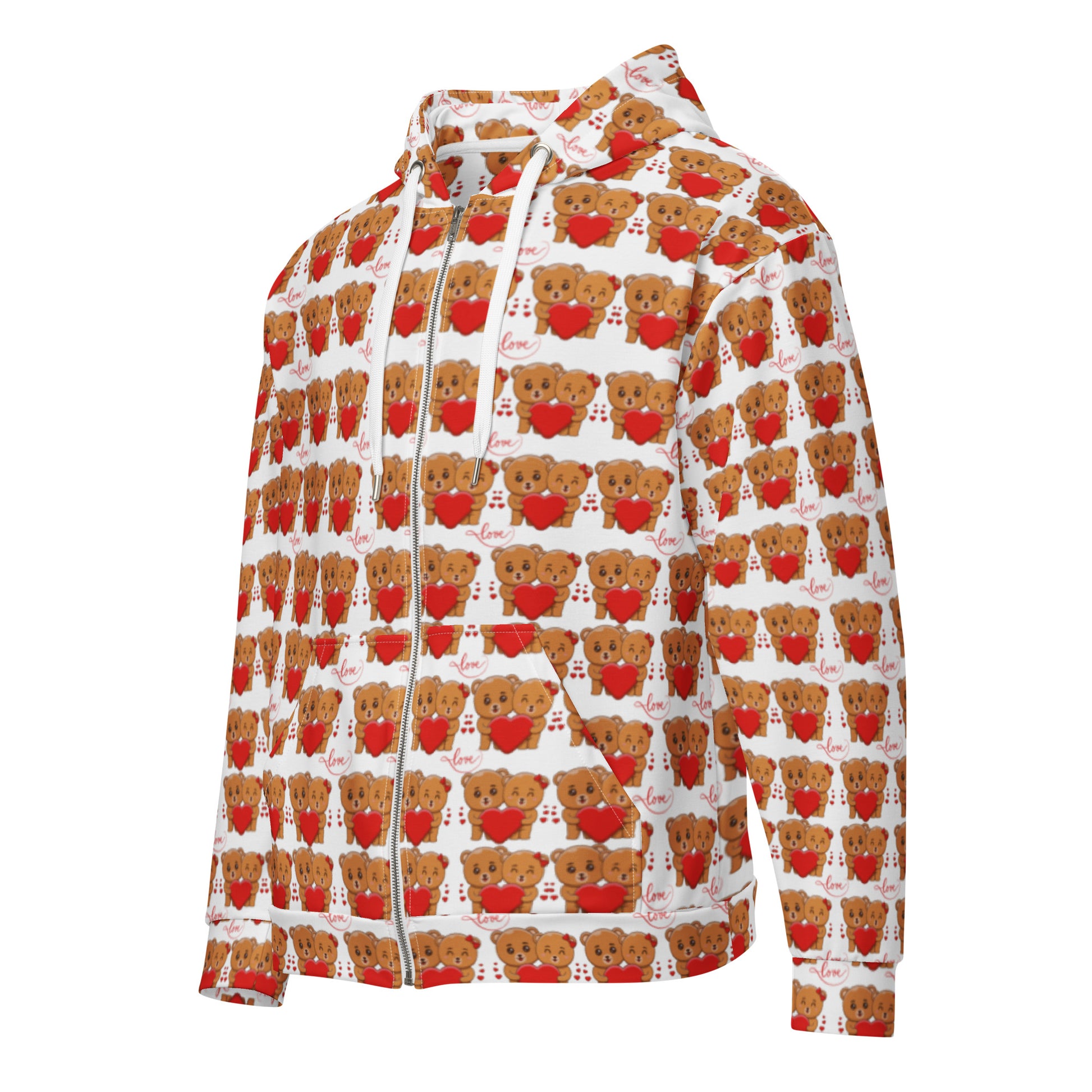 Valentines day teddy bear unisex zip hoodie
