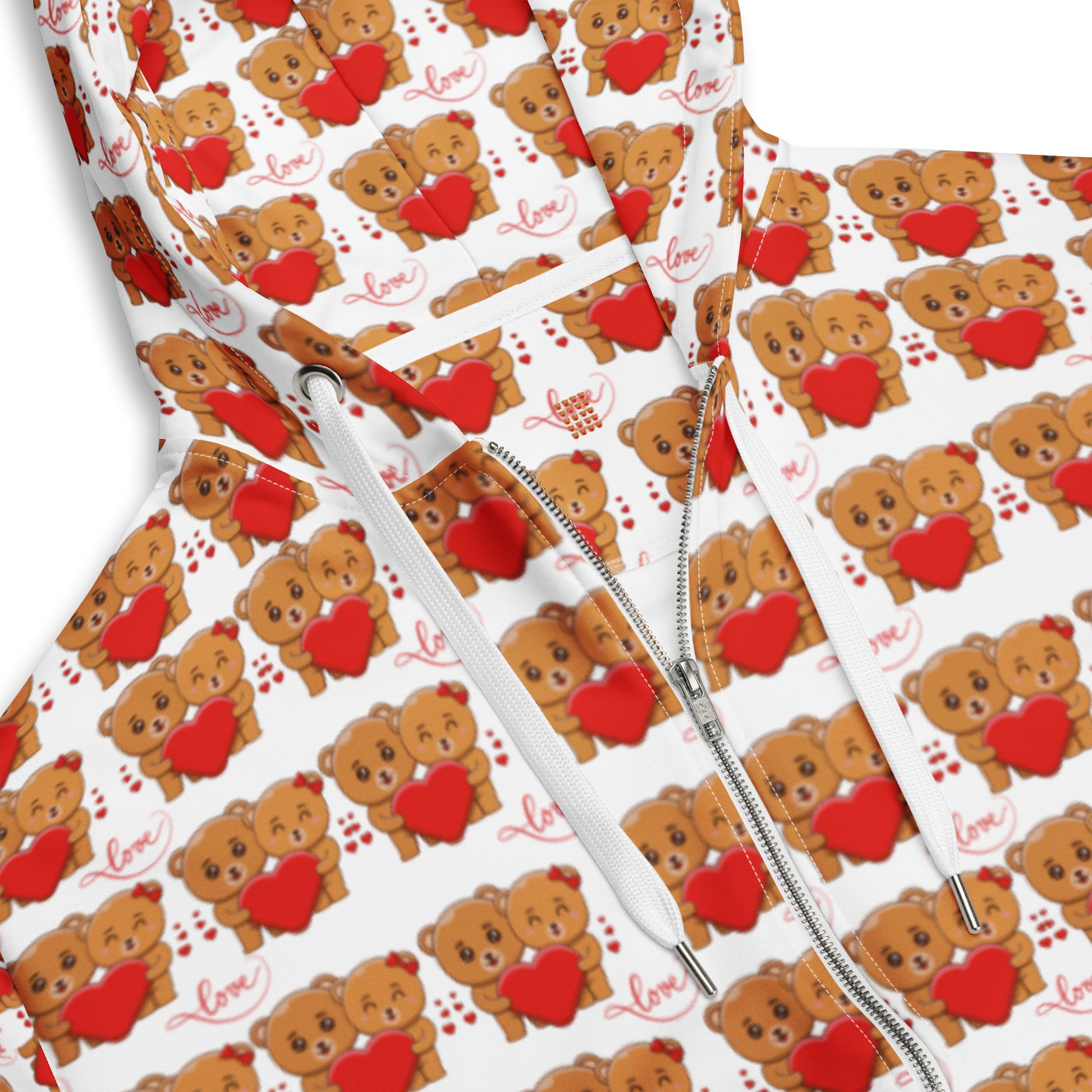 Valentines day teddy bear unisex zip hoodie