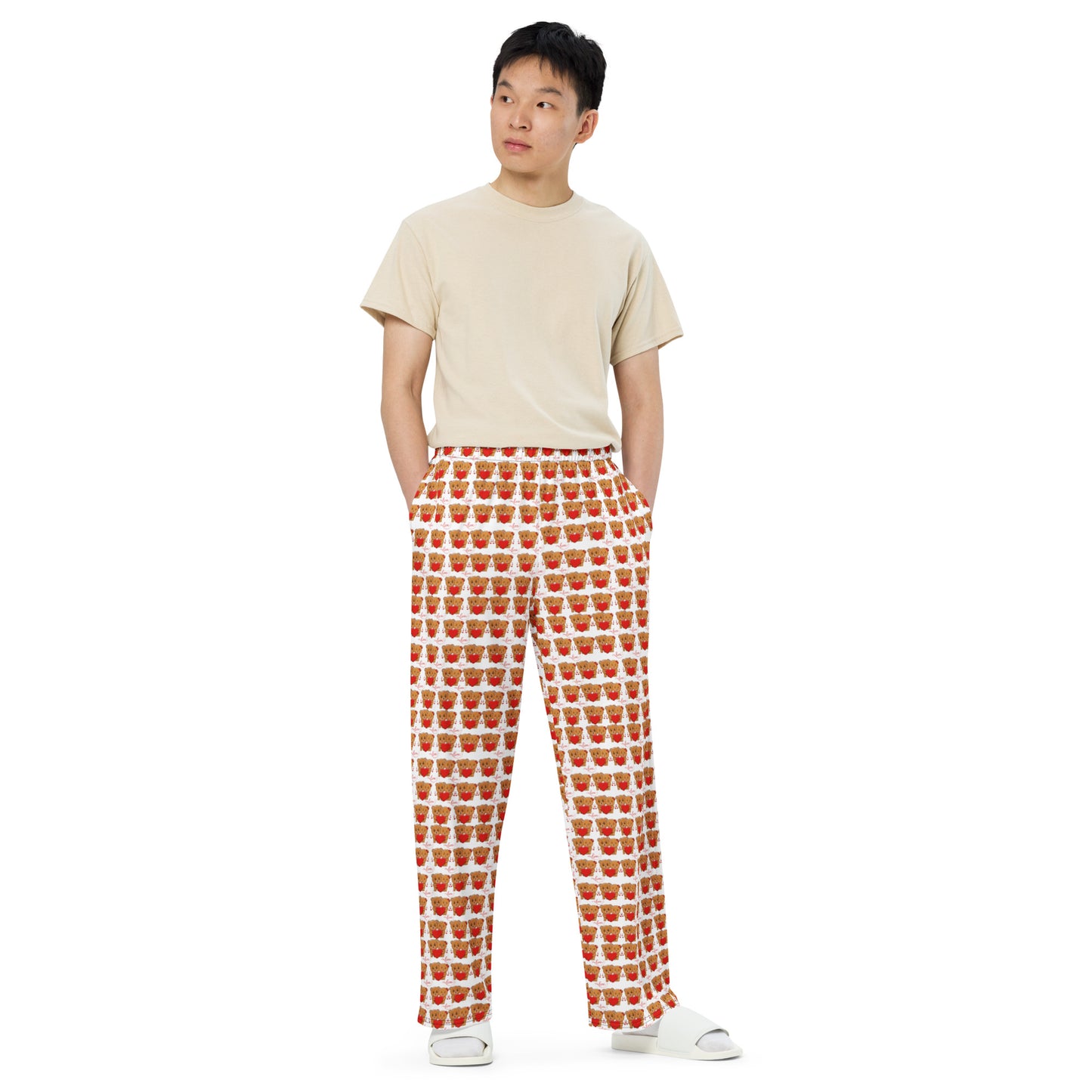 Teddy Bear All-over print unisex wide-leg pants