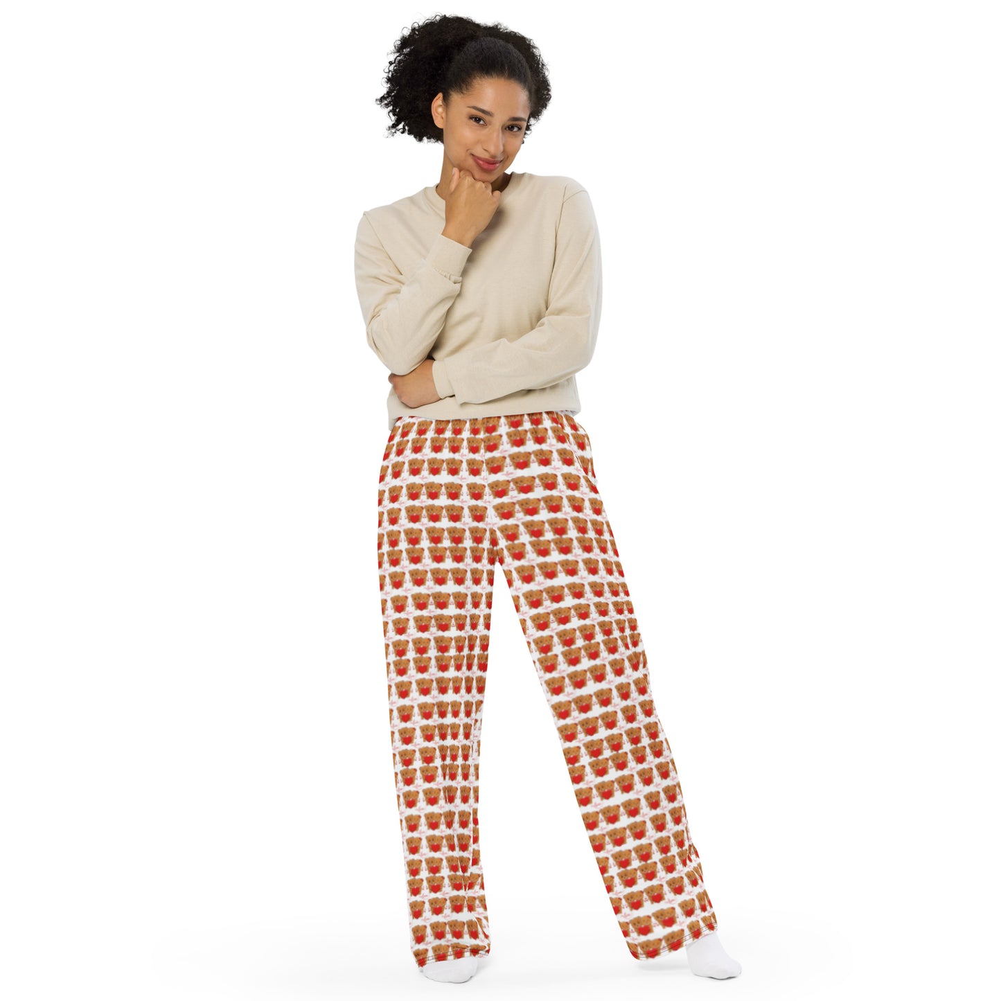 Valentine's day Teddy Bear All-over print unisex wide-leg pants