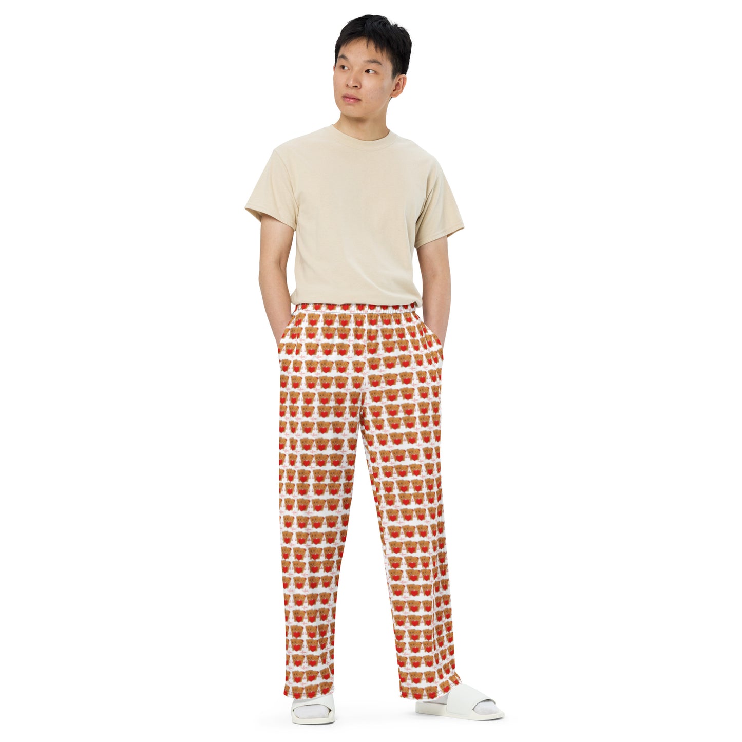 Valentine's day Teddy Bear All-over print unisex wide-leg pants