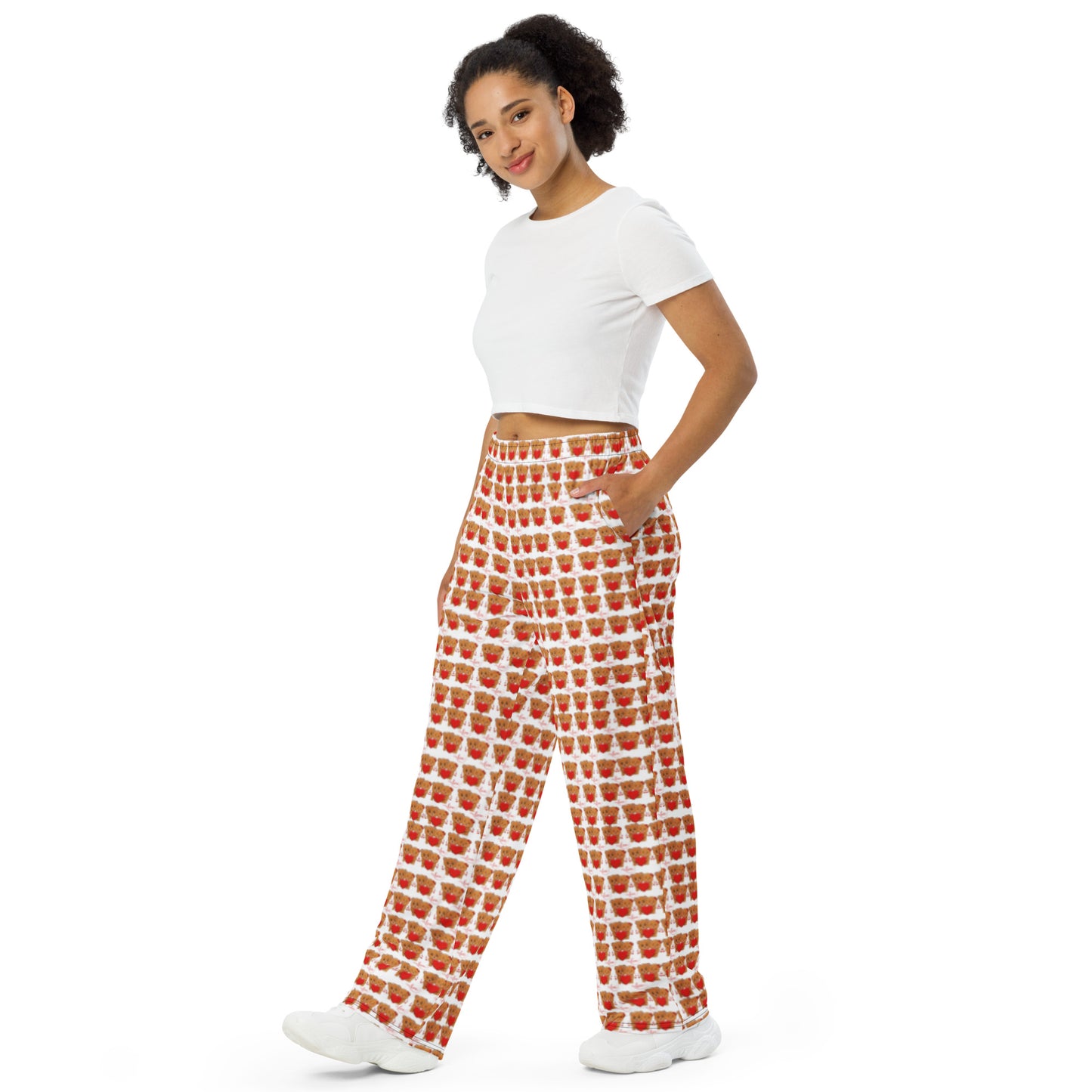 Valentine's day Teddy Bear All-over print unisex wide-leg pants