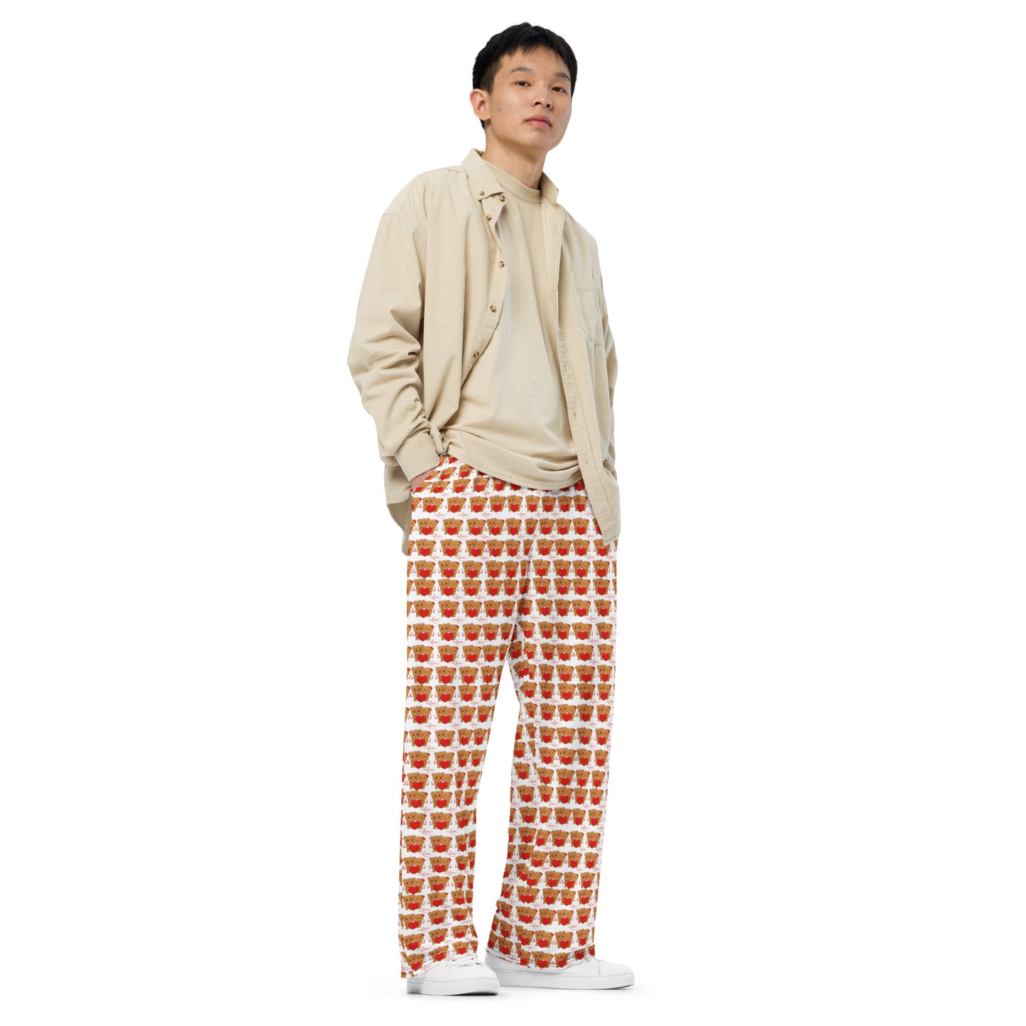 Teddy Bear All-over print unisex wide-leg pants