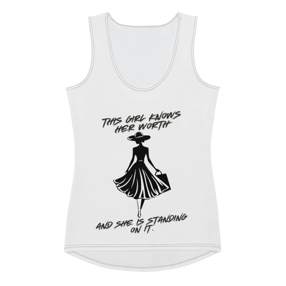 This Girl Knows her Worth Motivational Cut & Sew Tank Top