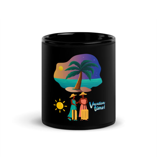 Vacation Black Glossy Mug