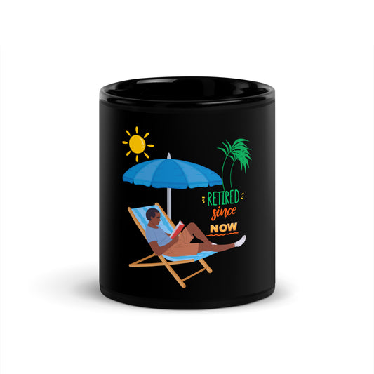 Retirement Vacation inspirational Black Glossy Mug