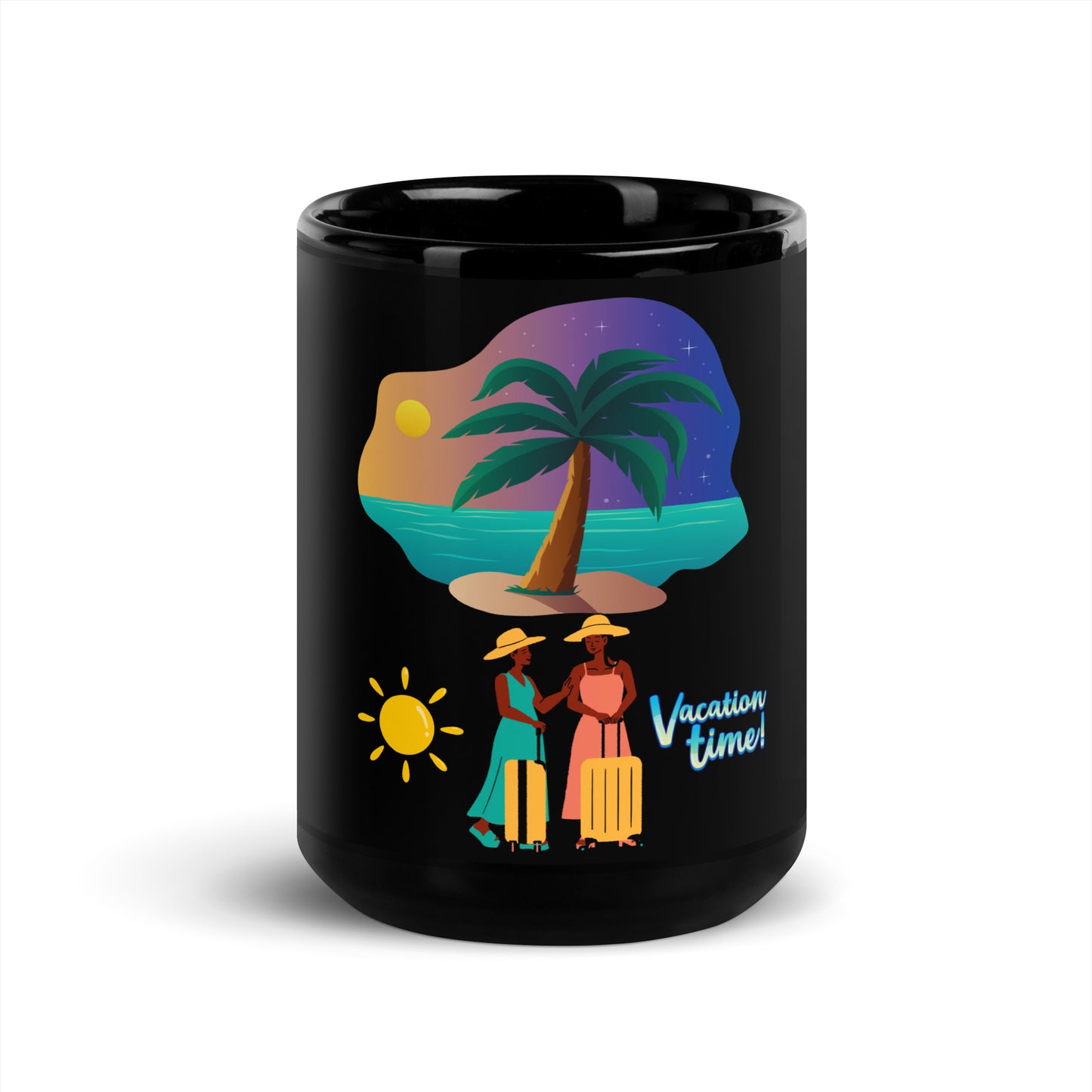 Vacation Black Glossy Mug