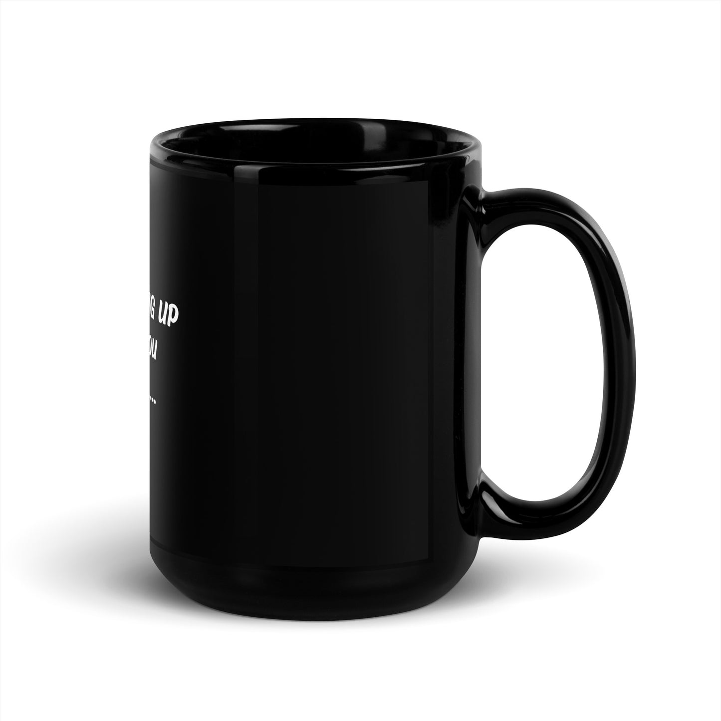 Keep Showing Up, God Sees You Trying Black Glossy Mug