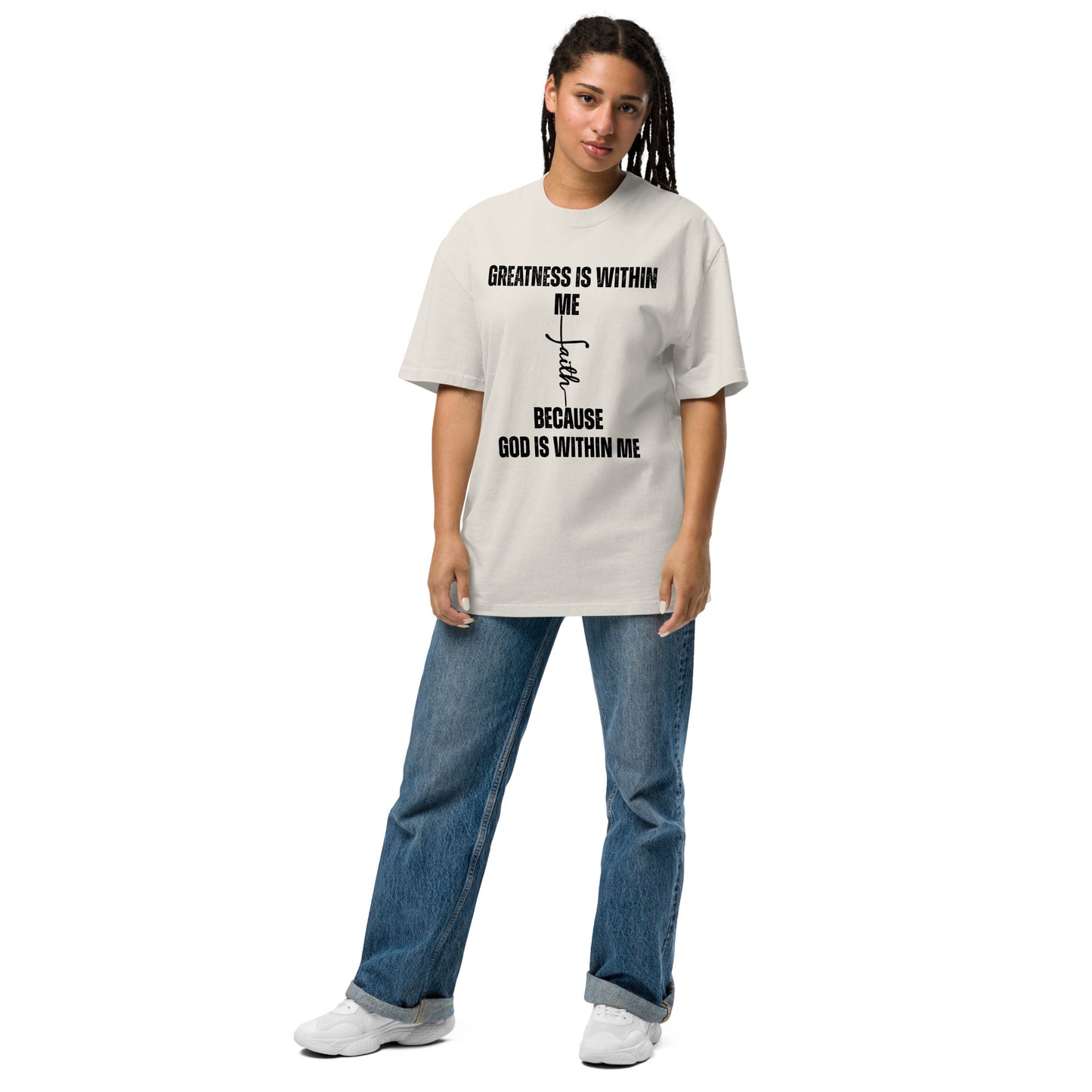 Christian Inspirational Unisex Organic Oversized High Neck T Shirt