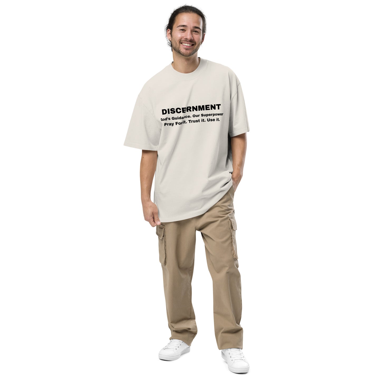 Discernment Christian Faith Inspirational Unisex Oversized Faded T Shirt