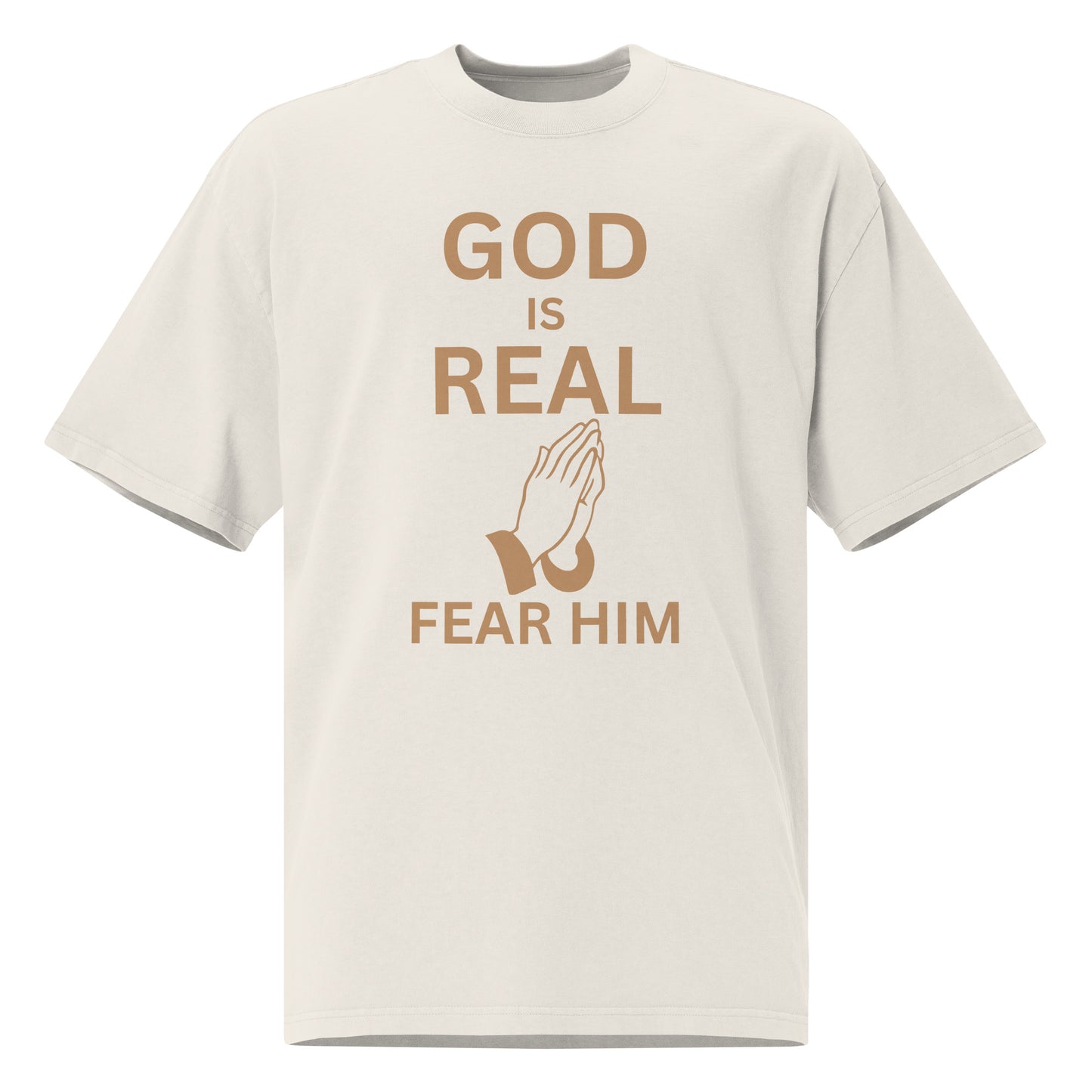 God is Real Christian Oversized Faded T Shirt