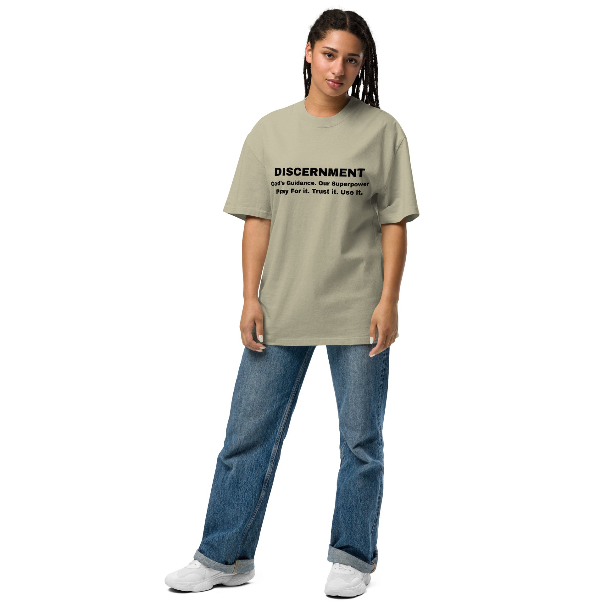 Discernment Christian Faith Inspirational Unisex Oversized Faded T Shirt
