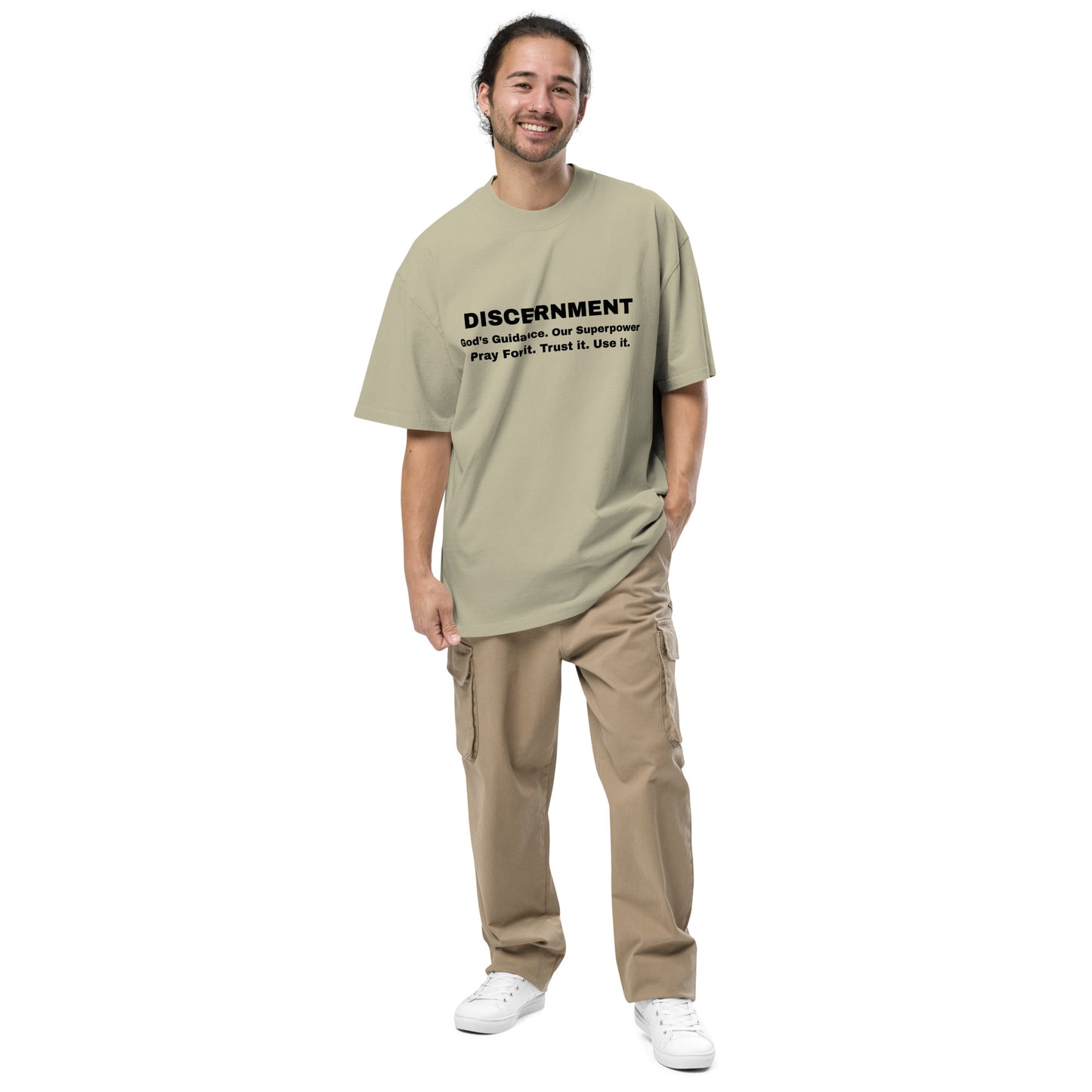 Discernment Christian Faith Inspirational Unisex Oversized Faded T Shirt