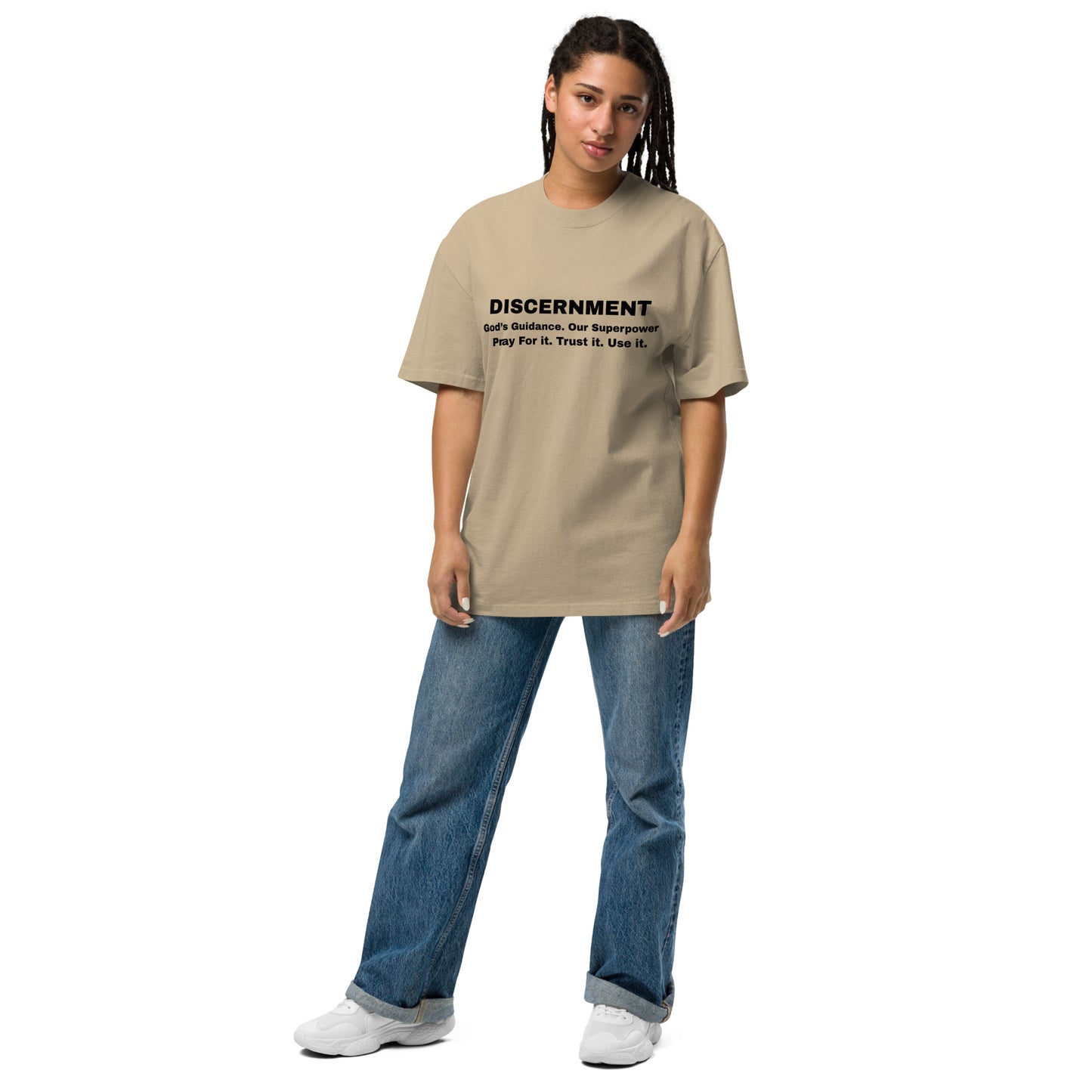 Discernment Christian Faith Inspirational Unisex Oversized Faded T Shirt