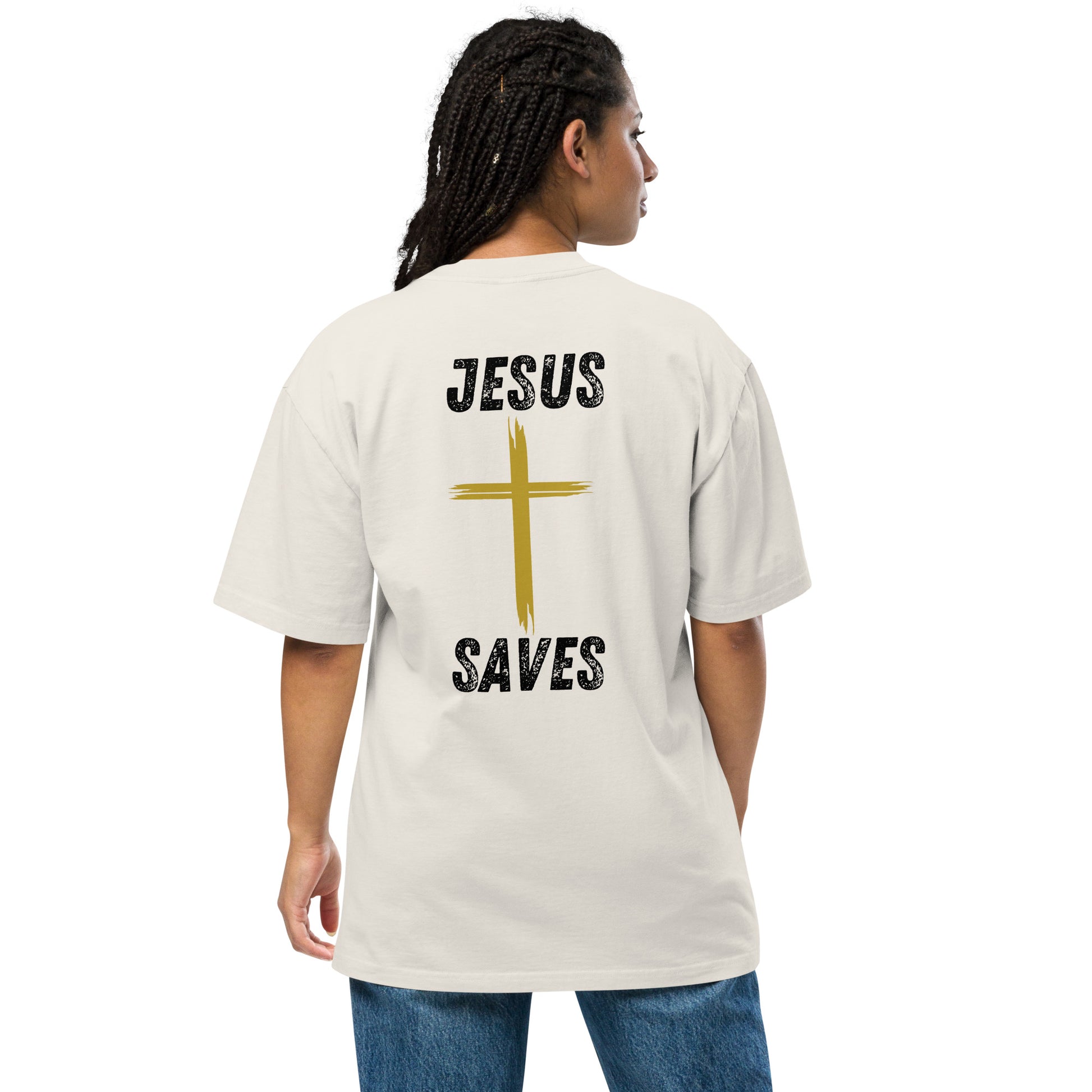 Jesus Trumps All Christian Inspirational Oversized Faded T Shirt