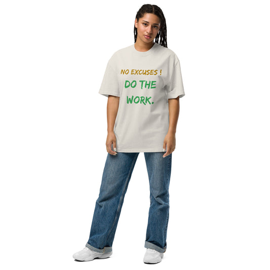No Excuses Motivational Oversized Faded T-Shirt