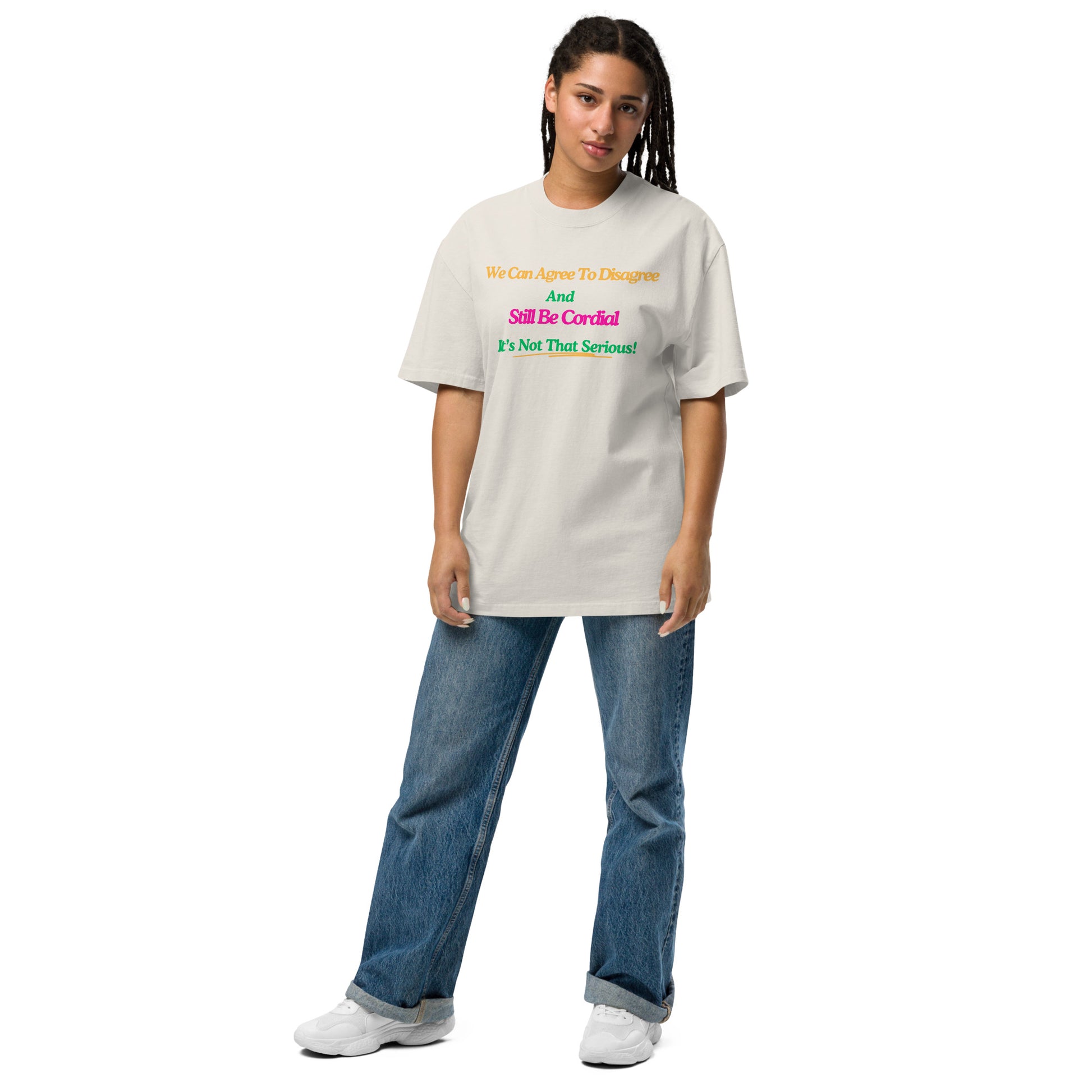 Agree To Disagree Motivational Oversized Faded T Shirt