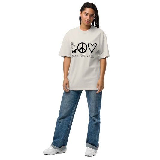 Pray For Peace and Love Inspirational Oversized faded T-Shirt Unisex