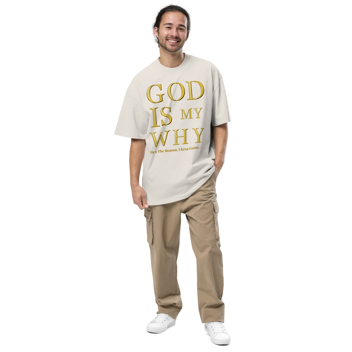 God Is My Why Christian Inspirational Oversized faded T Shirt