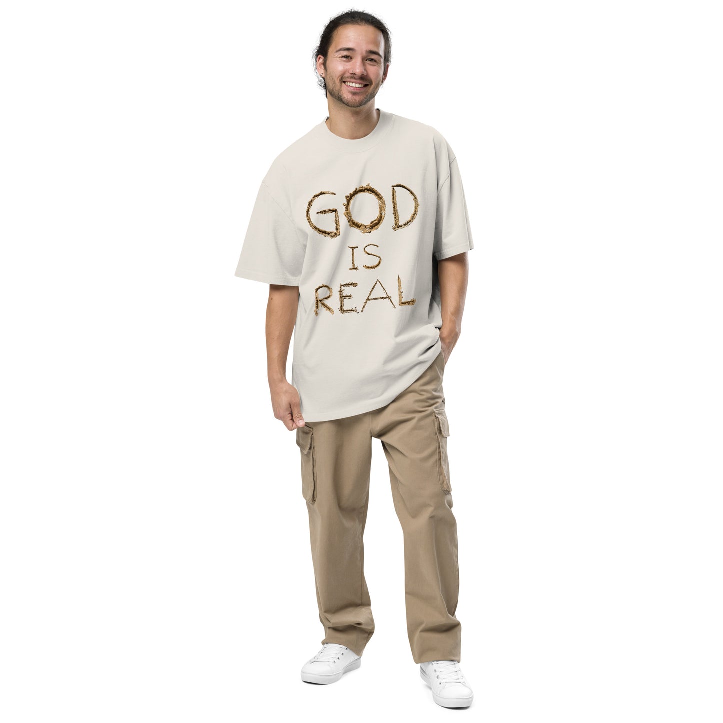 God IS Real Christian Inspirational Oversized faded T Shirt Unisex