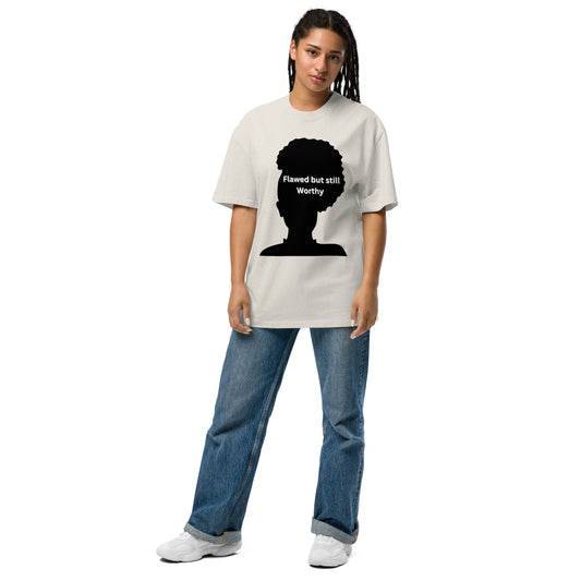 Flawed but still worthy inspirational Oversized faded t-shirt