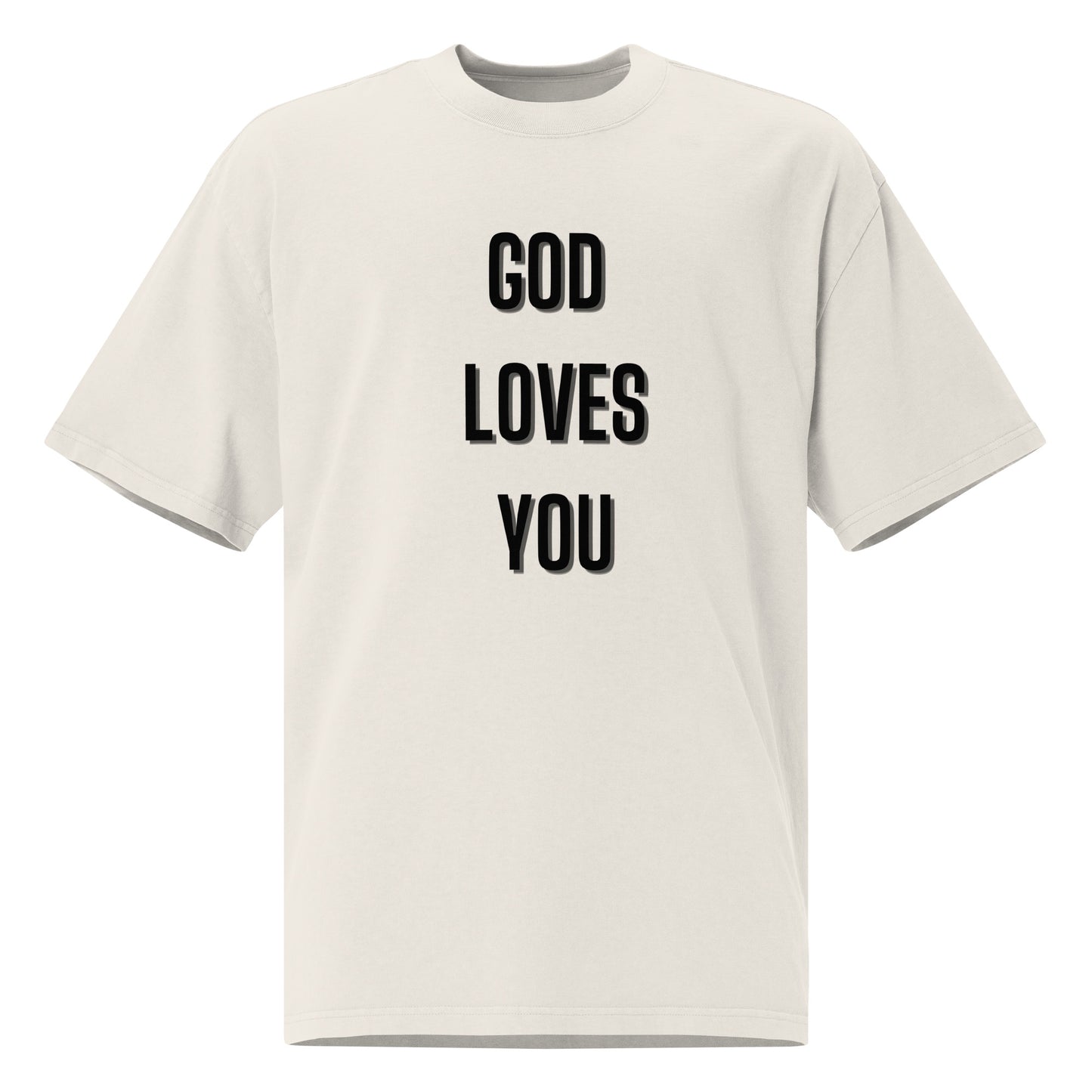 God Loves You christian Inspirational Oversized faded T-Shirt