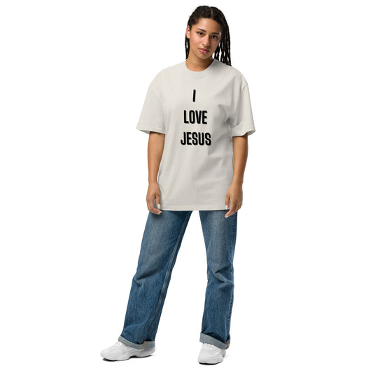 I love Jesus and Jesus love you Christian Inspirational Oversized faded T-Shirt