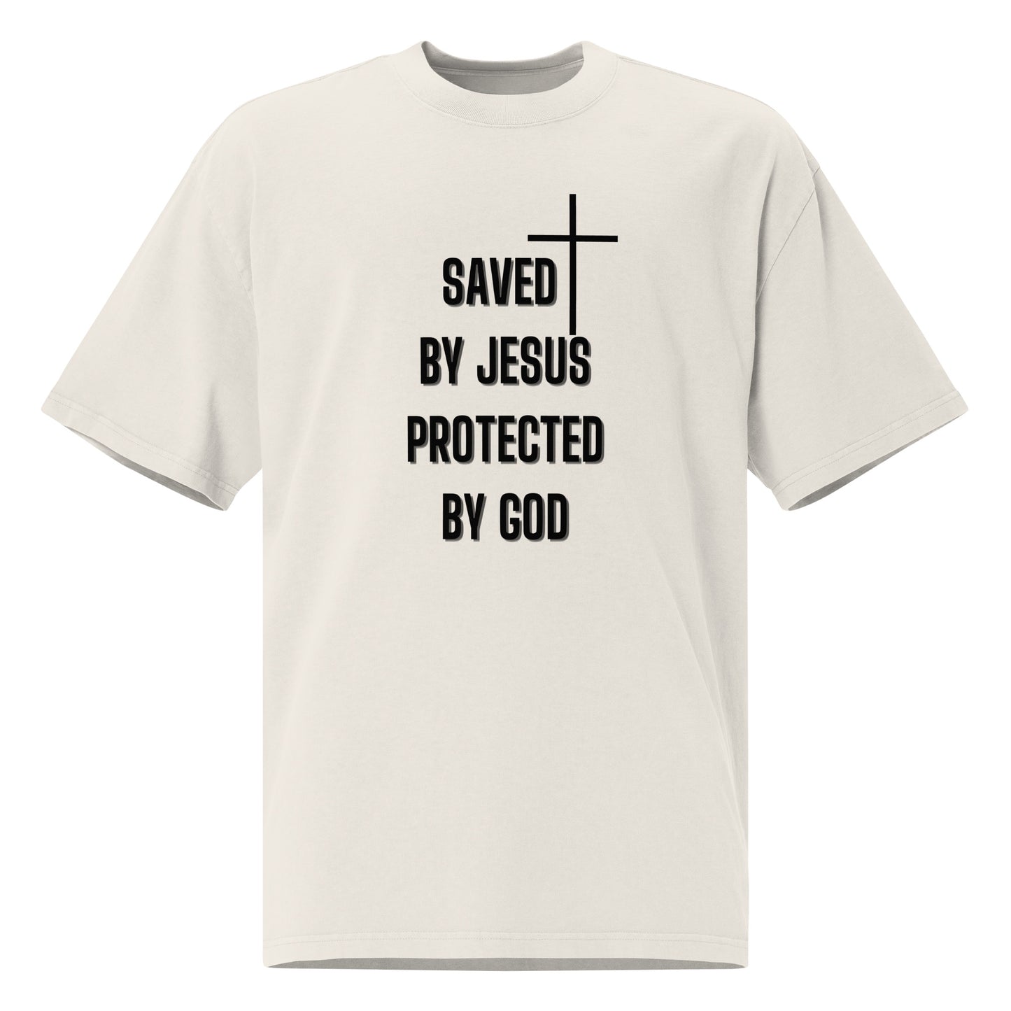 Saved By Jesus Christian Inspirational Oversized faded T-Shirt